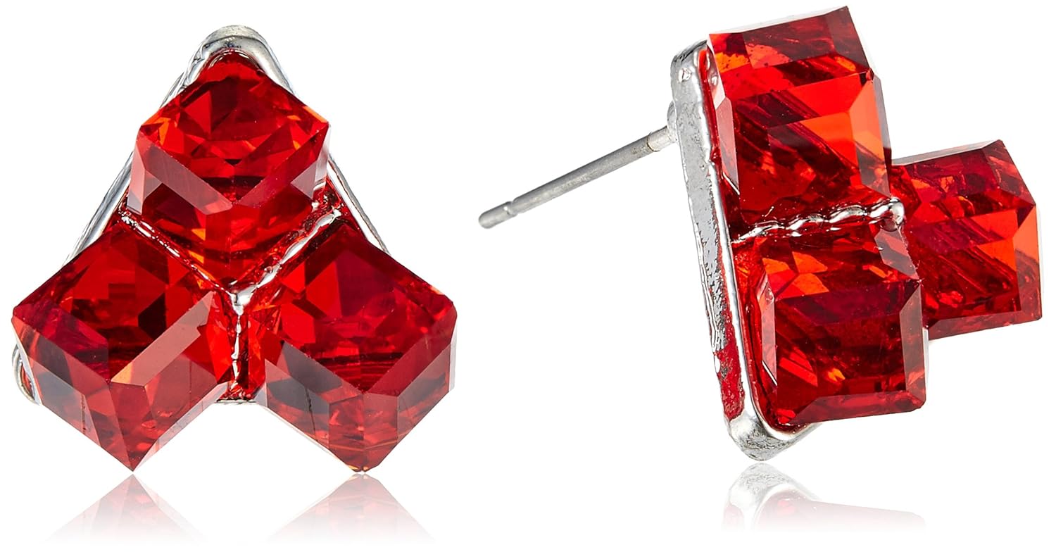 Addons Stud Earrings for Women (RVSDEARBJWL017 RED) Amazon.in Fashion