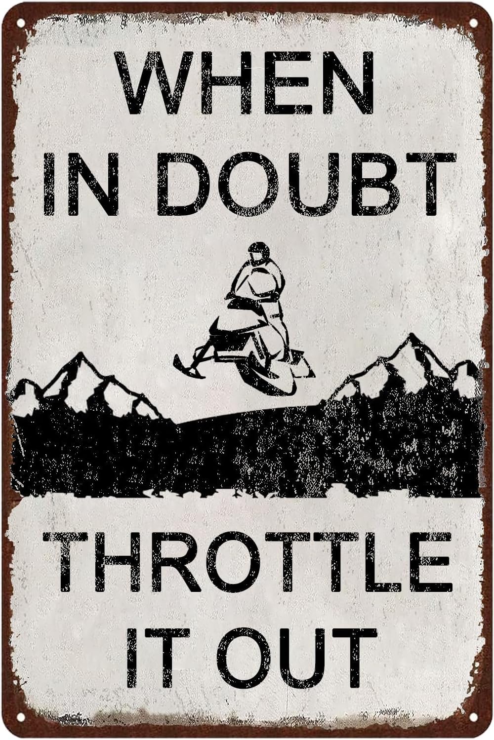 Anceky When In Doubt Throttle ItFunny Metal Sign Vintage Snowmobile Tin Poster Man Cave Decor, Home Bar Cafe Wall Decorations 8x12 Inch