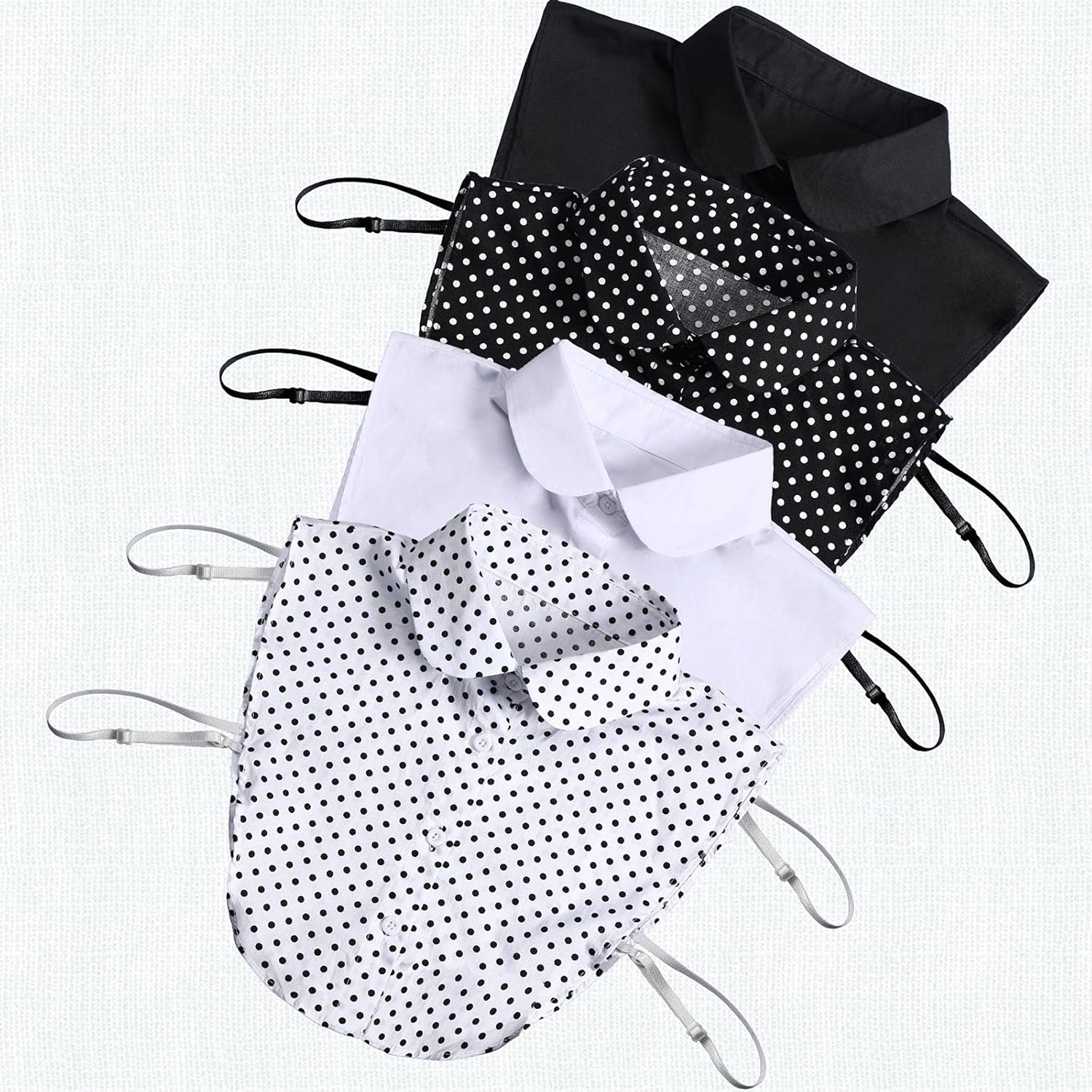 SATINIOR 4 Pcs Fake Collar for Women Black and White Polka Detachable Dots Dickey Collar Half Shirt for Halloween Costume - Image 3