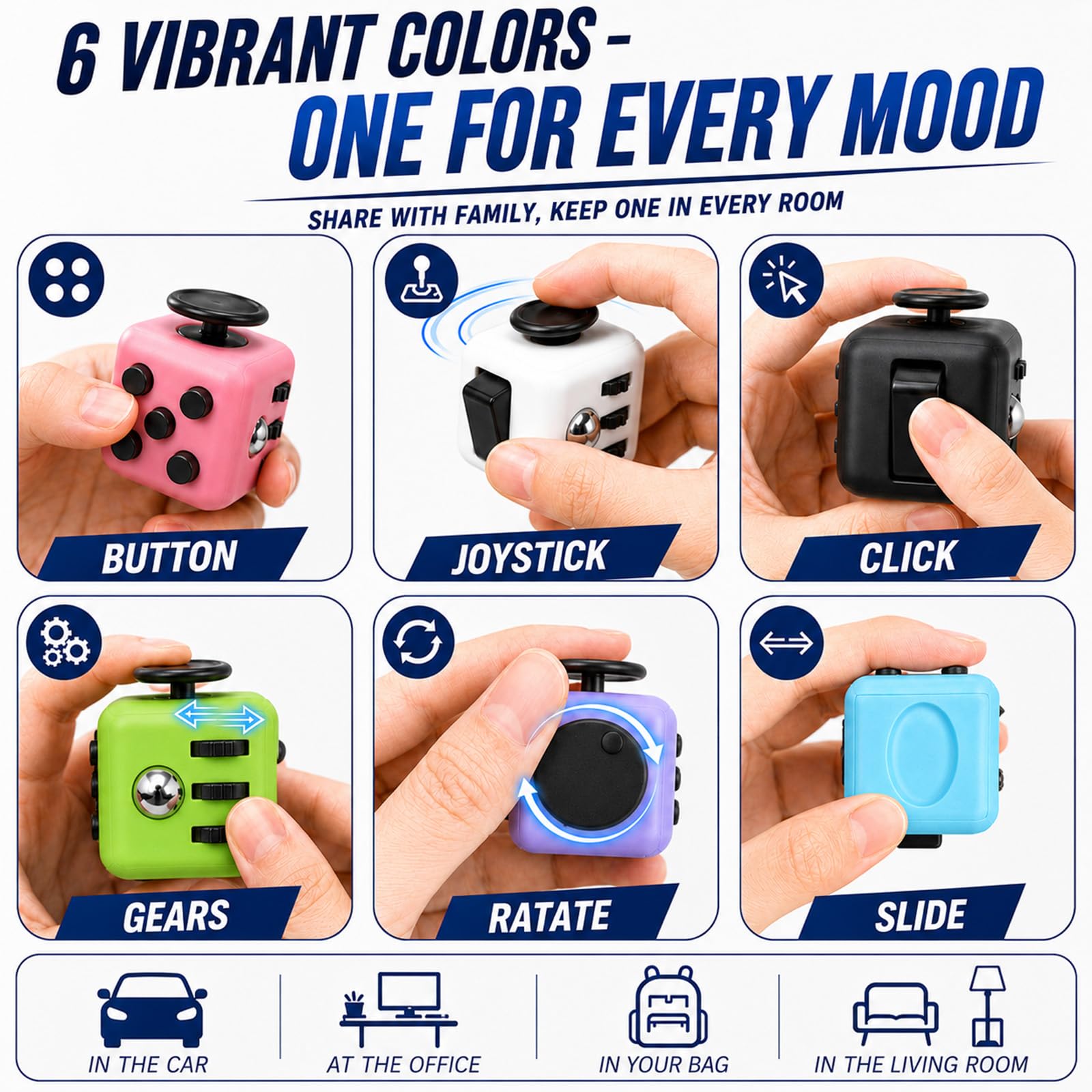 Yeefunjoy – Lot De 2 Cubes Infinity – Fidget Anti-stress – Prend + De 70 Formes – Couleurs Arc-en-ciel – Dès 6 Ans