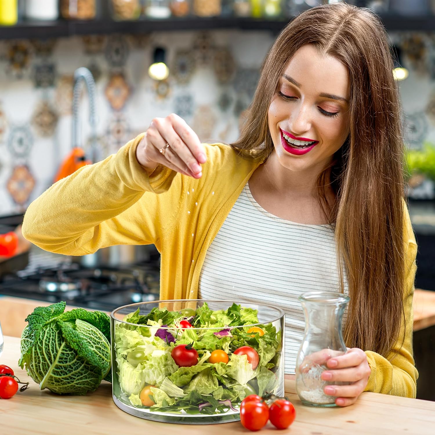 Glass Salad Bowl - Versatile 118oz Trifle and Fruit Bowl - Elegant & Long-Lasting for Serving Salads, Dessert - Image 7