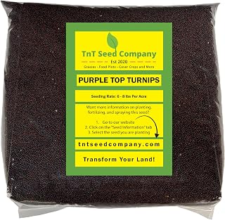 Purple Top Turnips Food Plot Seed 1/2 Acre (3 lb Bag) - High Protein Brassica Deer Forage, Fall Planting Annual