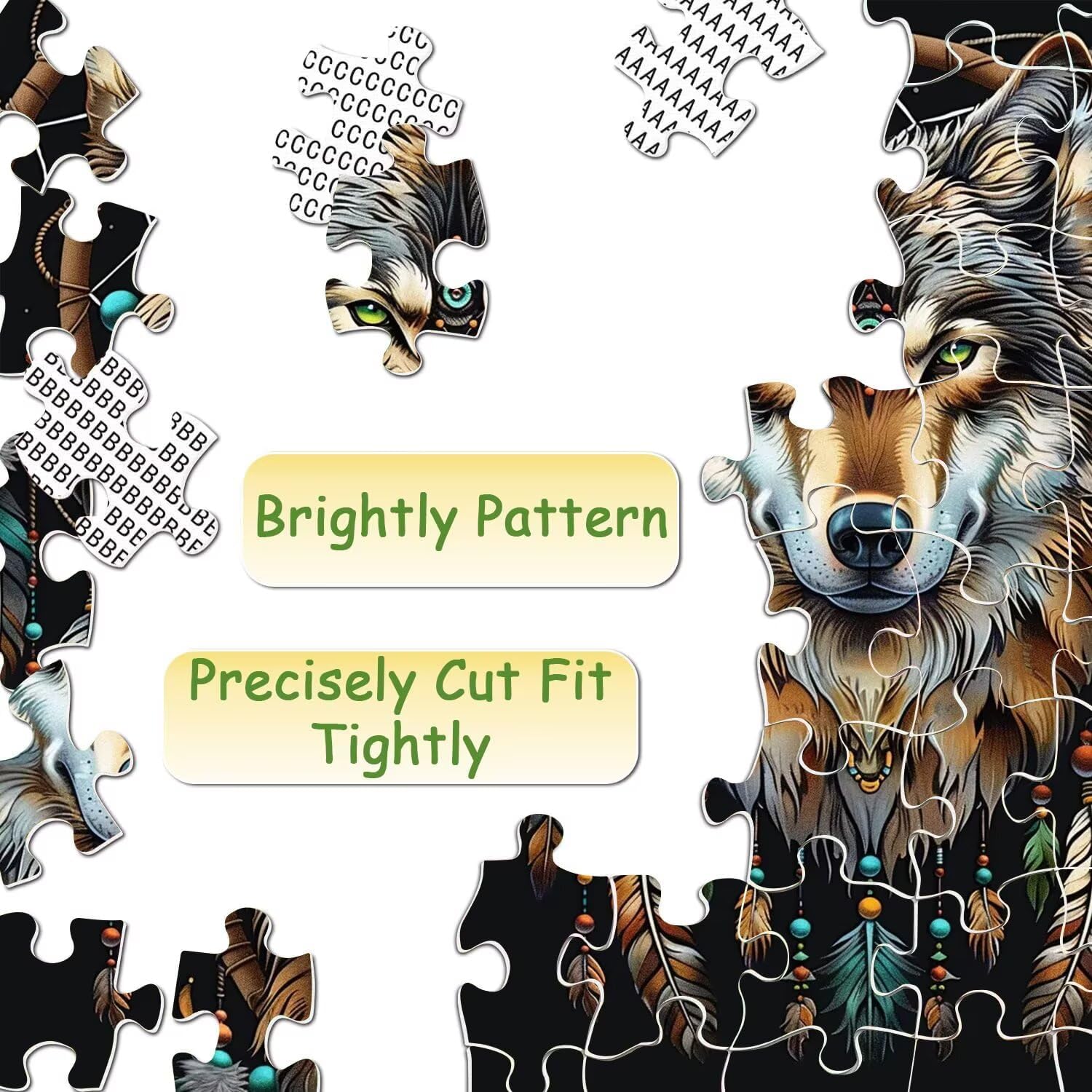 Wolf Puzzles for Adults 500 Pieces,Wooden Puzzles-Family Fun Puzzles-Challenging and Fun Activity-Wild Animal Theme
