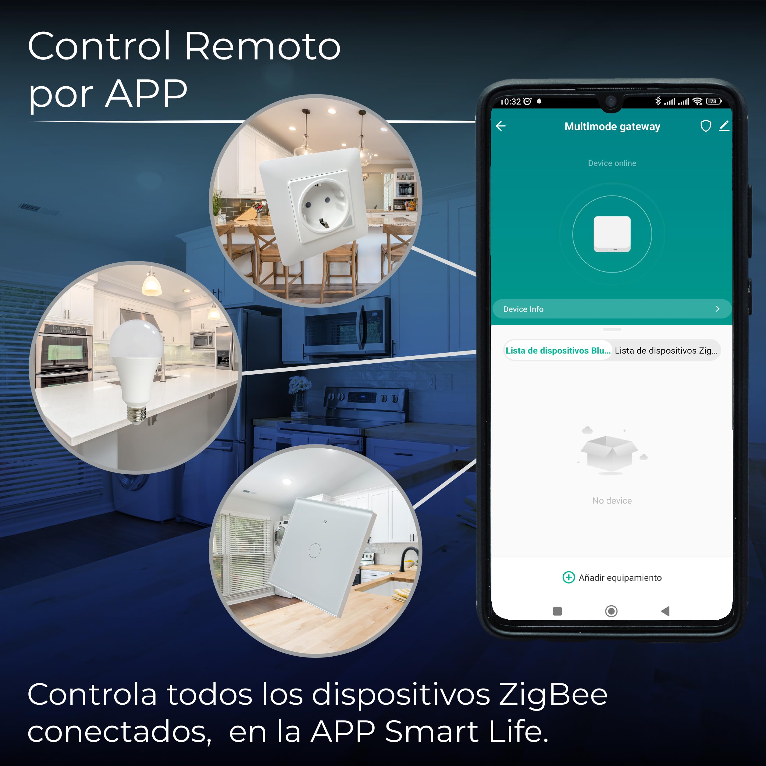 LED ATOMANT ZigBee 3.0 Gateway Hub inalambrico, Puerta de Enlace ZigBee y Bluetooth, App Smart Life y Tuya, Control por Voz con Alexa y Google Assistant, Automatizacion del hogar
