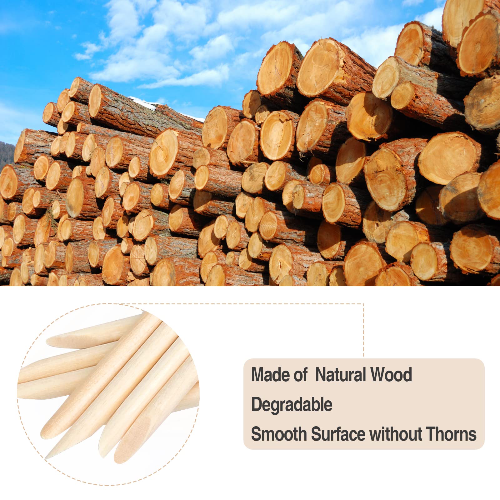 200PCS Orange Wooden Sticks 4.5 Inches - Image 3