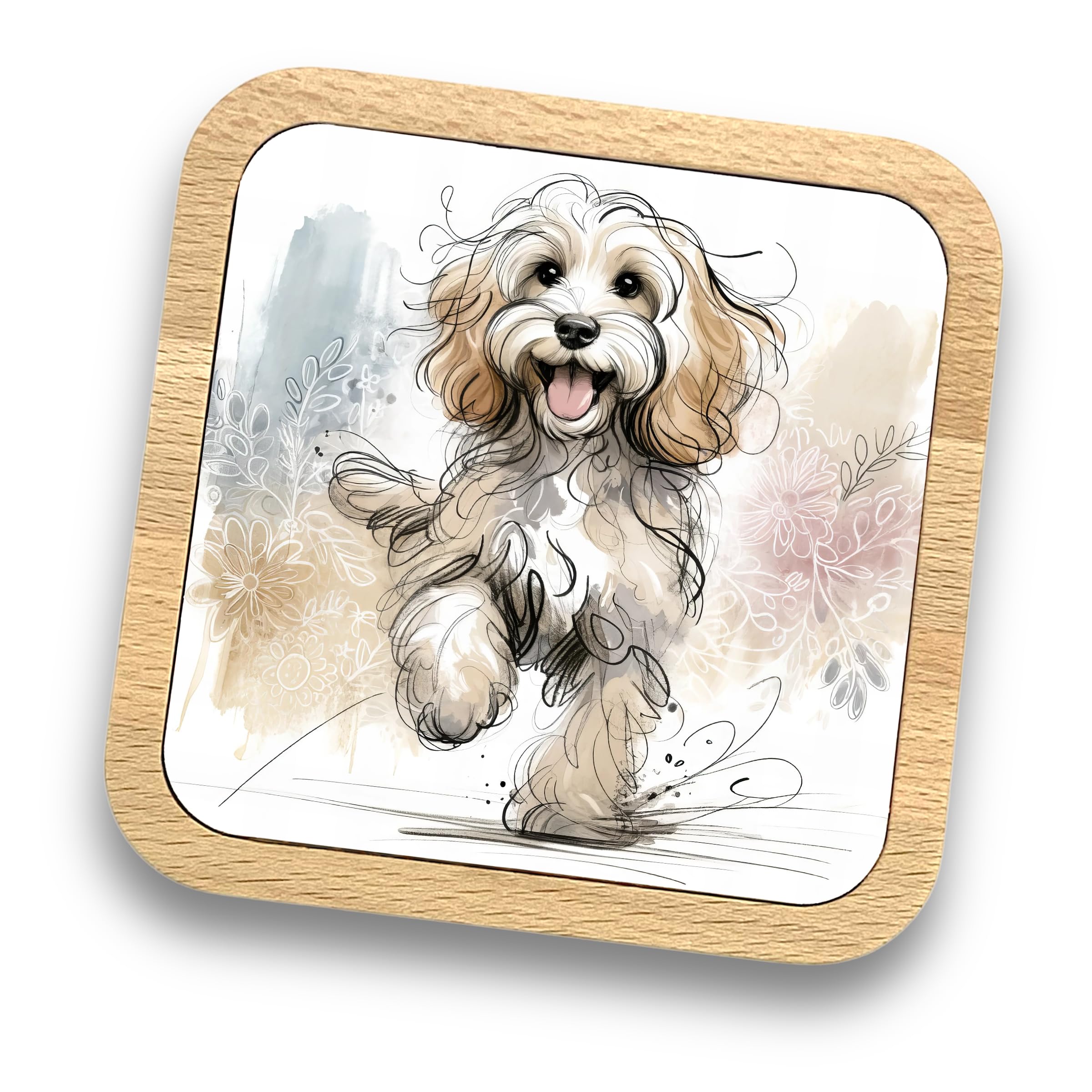 Cockapoo Gift Idea Wooden Coaster, 20+ Breeds Available!, Gift for Dog Dad Dog Mum, Lovers, Owners, Walkers, Groomers