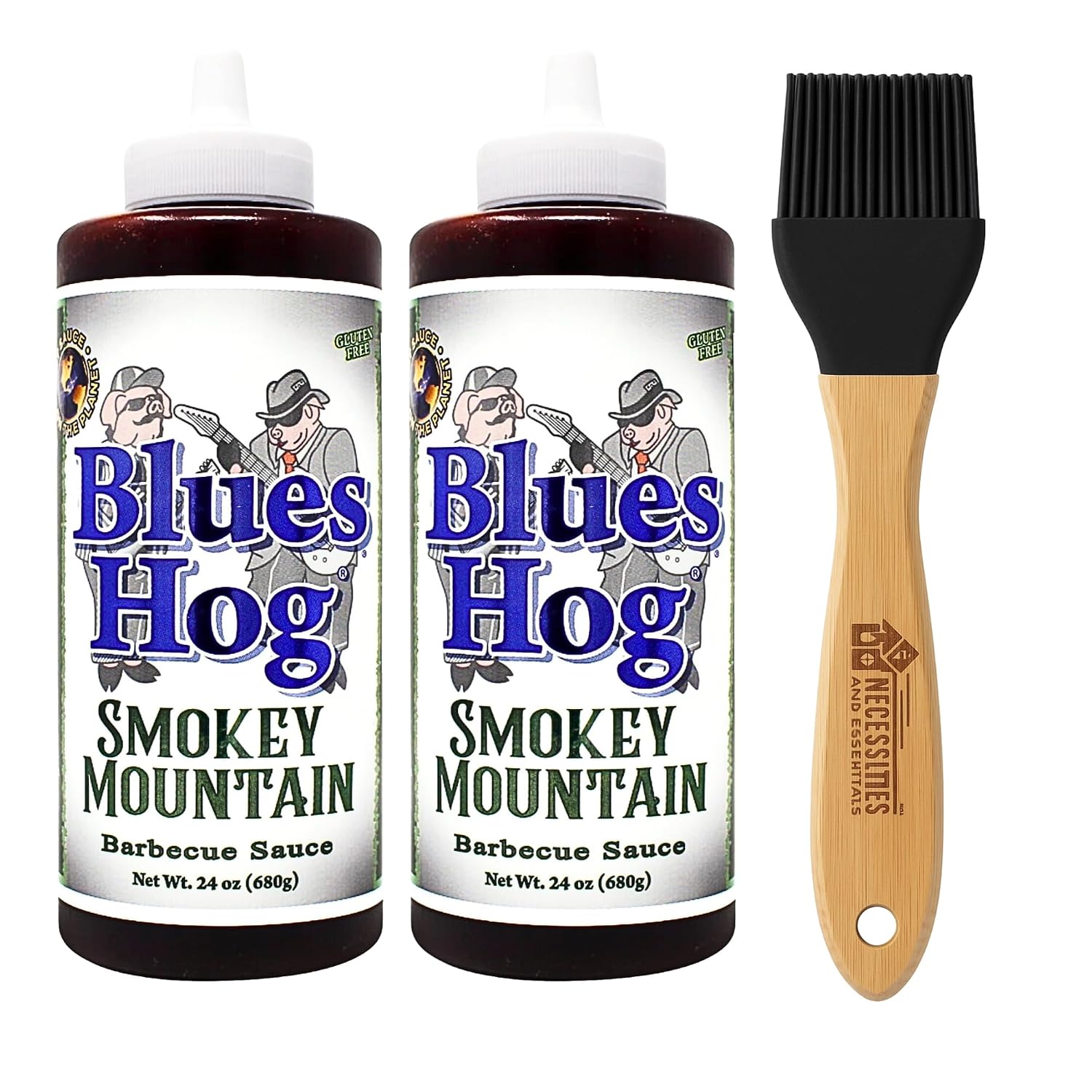 Blues Hog BBQ Sauce Squeeze Bottle (23oz-25oz) | 2 Pack | (Jalapano Ranch) Necessities and Essentials Silicone BBQ Basting Brush – Heat Resistant, Food Grade, Easy-Clean Grill Brush for Marinades, Sauces, and Baking