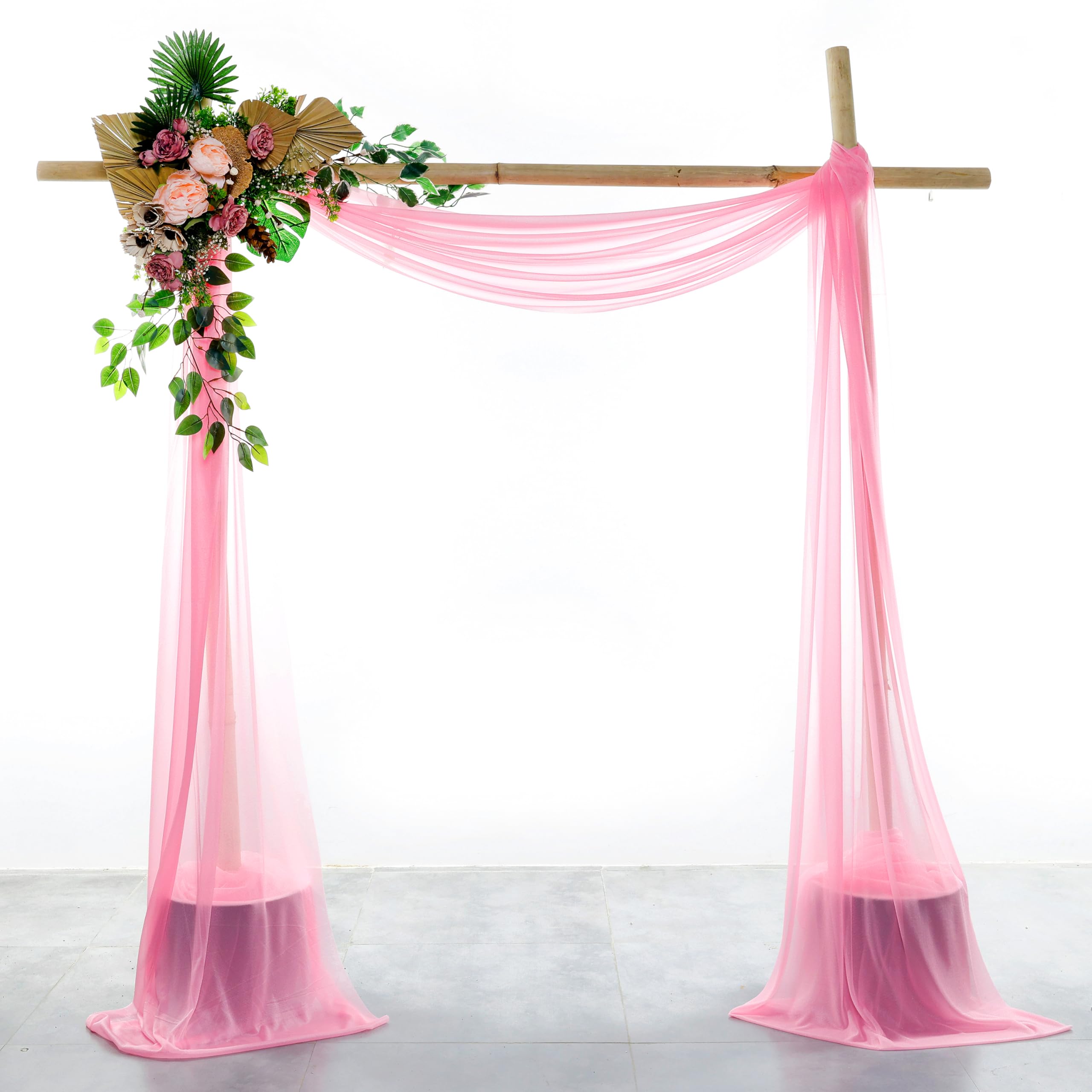VDS Pack of 1 Panel (30 Inch X 20 Feet) Wedding Arch Draping Fabric Sheer Chiffon Fabric Drapery for Wedding Ceremony Reception Swag Backdrop Canopy Chuppah ARBO Altars Decoration (Coral) — image 1