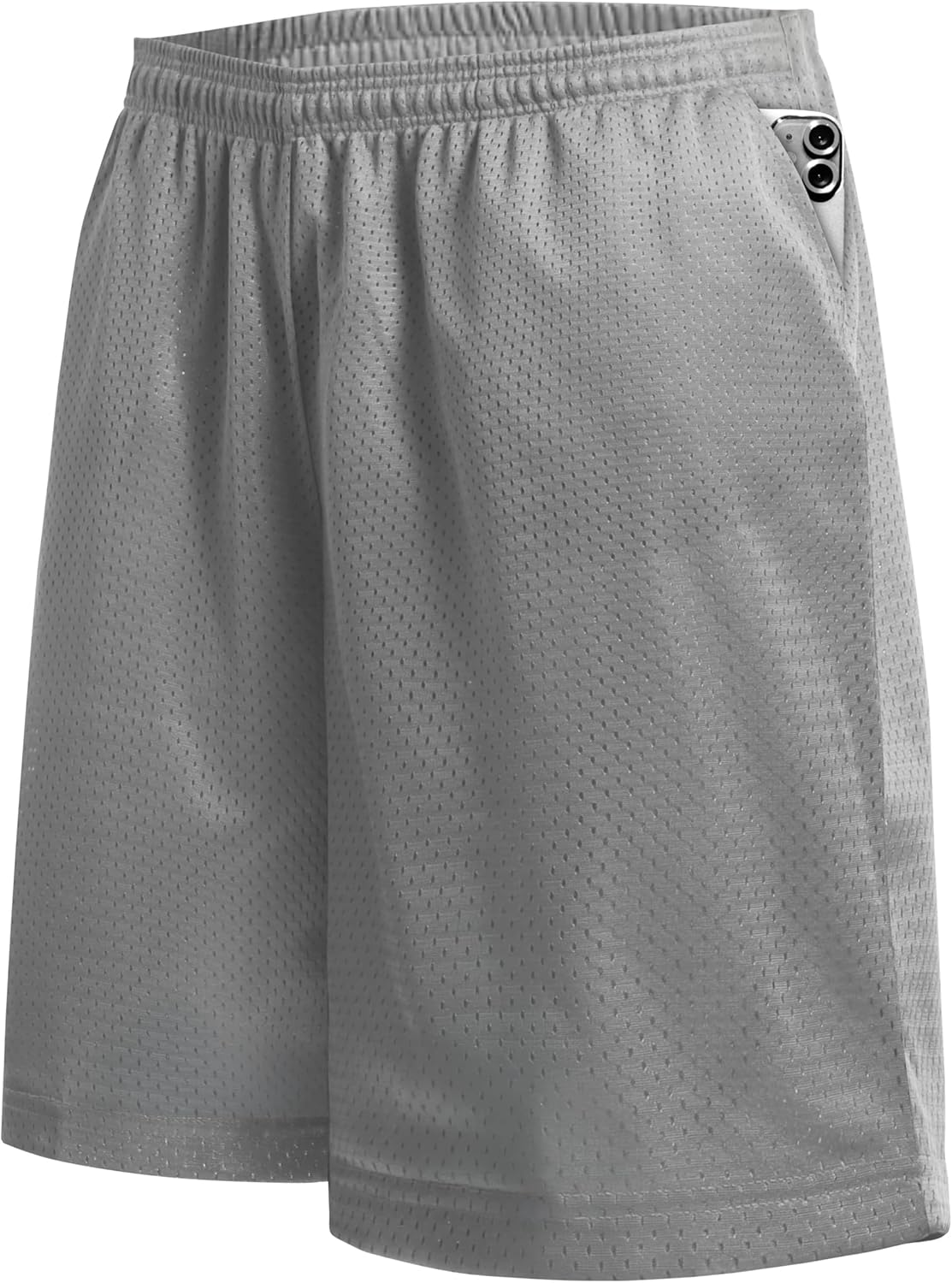Ma Croix Mens Basic Mesh Shorts with Pockets Basketball Gym Workout Plain Uniform PE Shorts
