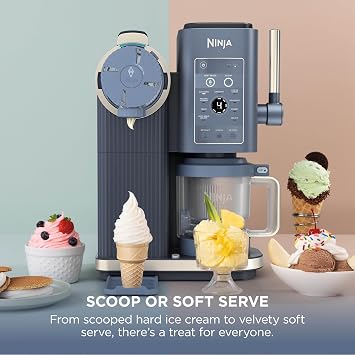 Ninja CREAMi Scoop and Swirl Soft Serve and Ice Cream Maker with 2x Tubs, 13 Functions, Makes Ice Cream, Soft Serve, Gelato, Sorbet, Milkshakes and More, Mix-In Option, Navy NC701UKBL