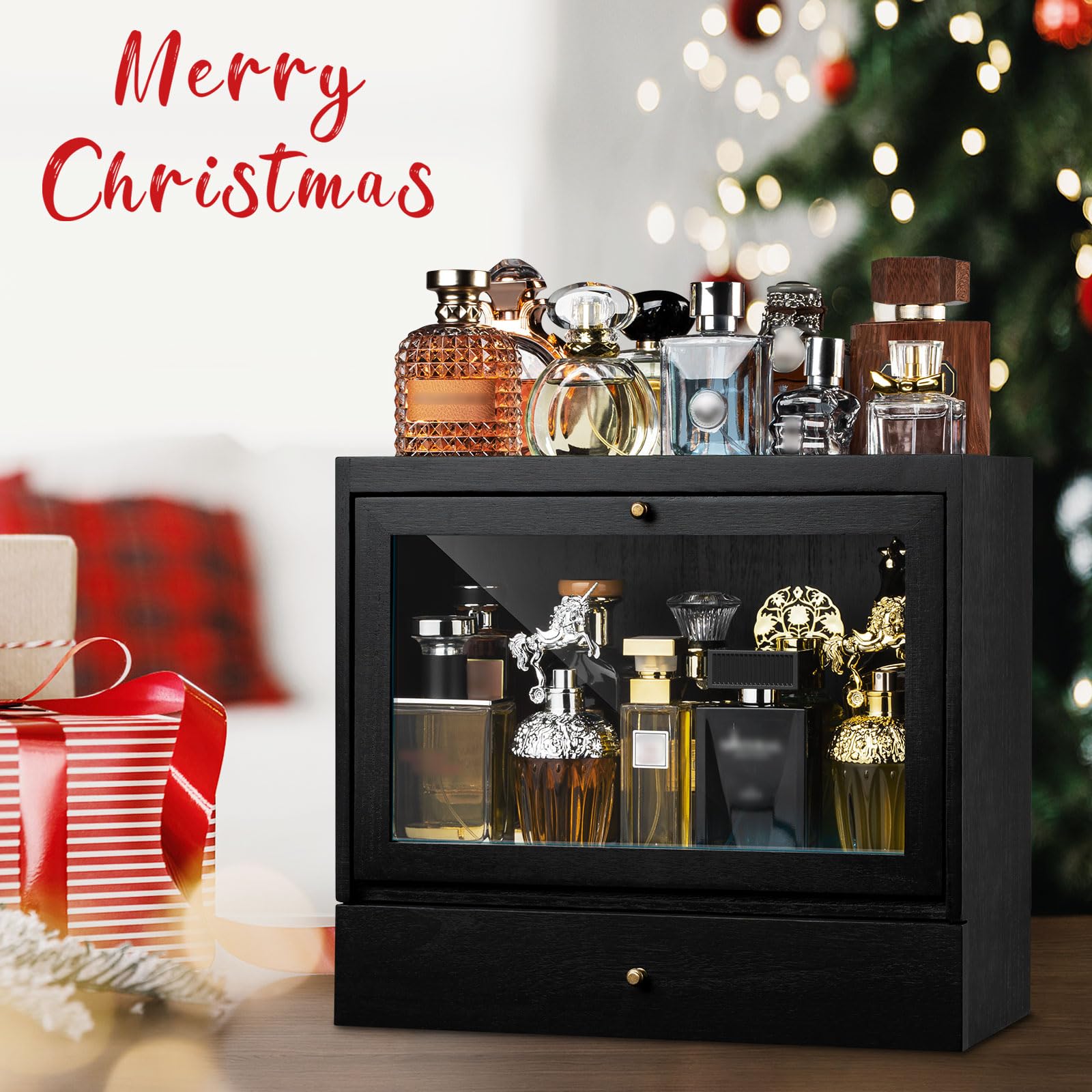 Emfogo Cologne Organizer For Men Solid Wood Perfumes Organizer Men