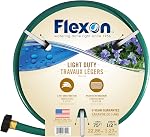Flexon 1/2" x 25ft Tuyau de jardin léger – Léger, flexible, résistant à l'enroulement, durable en vinyle, étanche aux joints d'eau, résistant aux intempéries pour l'utilisation de la pelouse, du jardin et de l'extérieur