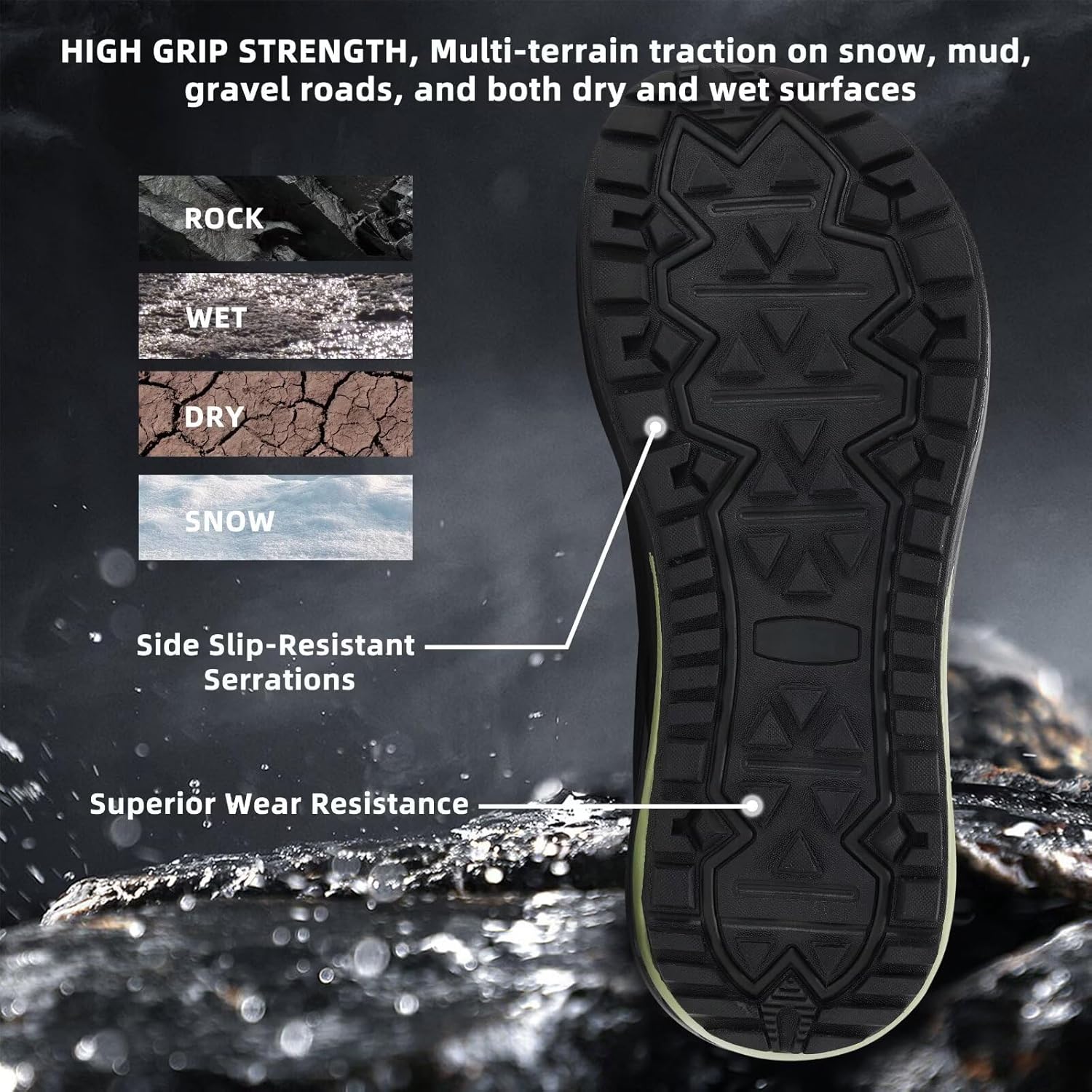 Men's Orthopedic Wide Snow Boots: Comfortable Winter Diabetic Plantar Fasciitis Arch Support Warm Insulated Mid Ankle Boots, Orthotic Casual Waterproof Walking Hiking Shoes for Foot Heel Pain Relief - Image 6
