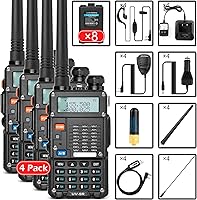 Vista 8 de Paquete de 3 radioaficiones de mano (UV-5R) de largo alcance UHF VHF de doble banda de 2 vías con batería recargable de iones de litio Walkie