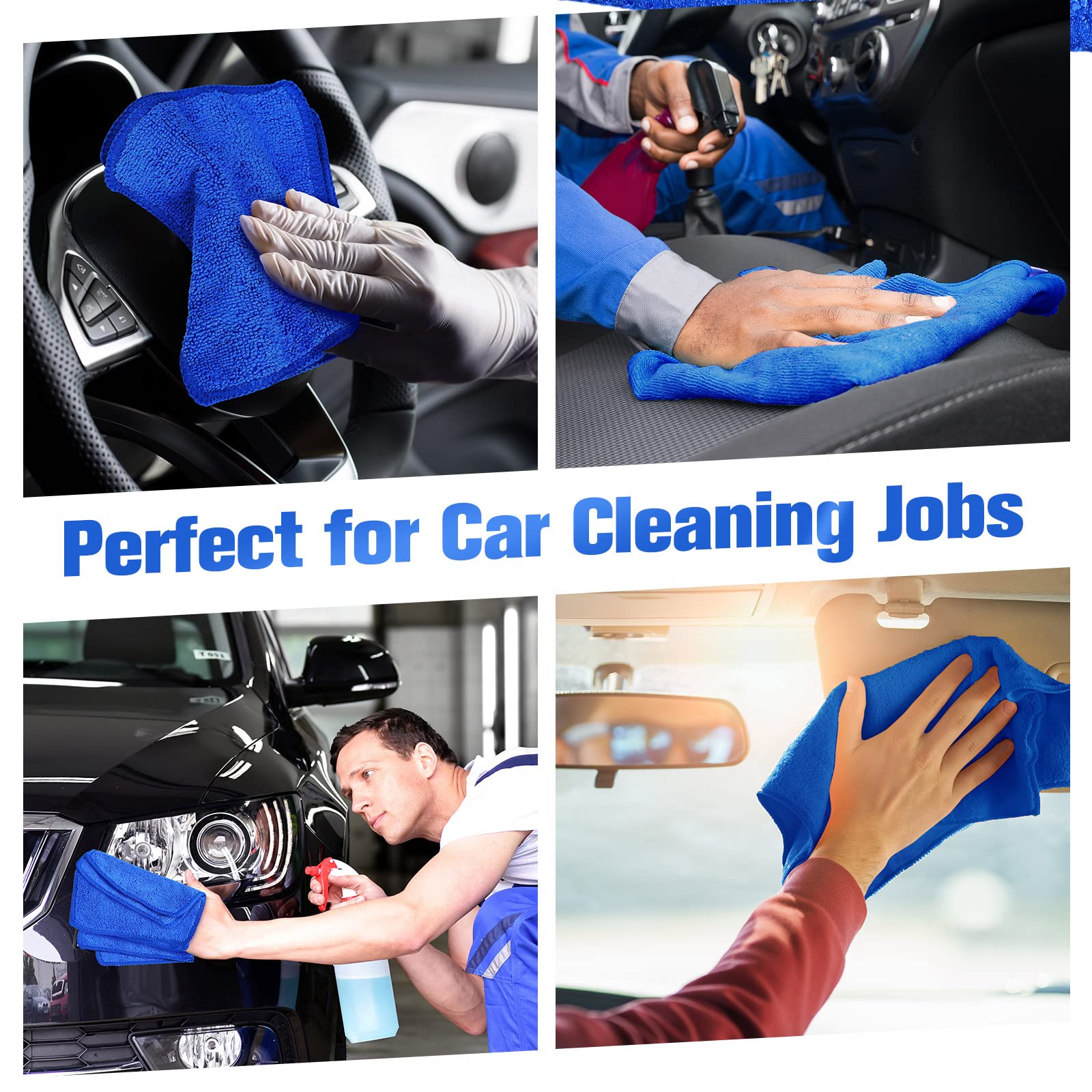 Tanlade Panno per la pulizia a secco, panno per la pulizia, strofinacci da cucina in microfibra per lavaggio auto (15,2 x 15,2 cm, blu, 50 pezzi)