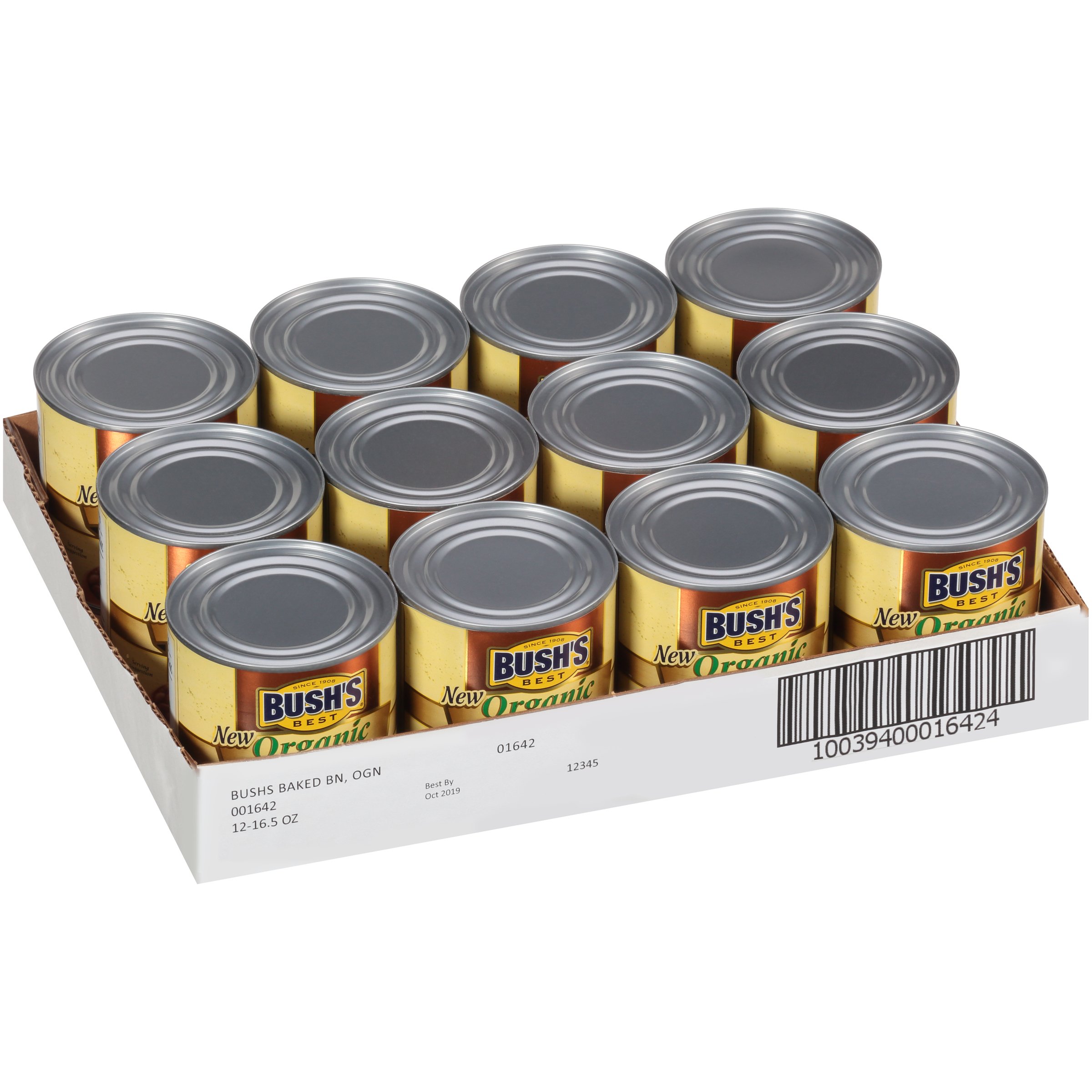 BUSH'S BEST Organic Baked Beans, 16 Ounce Can Canned Beans, Baked