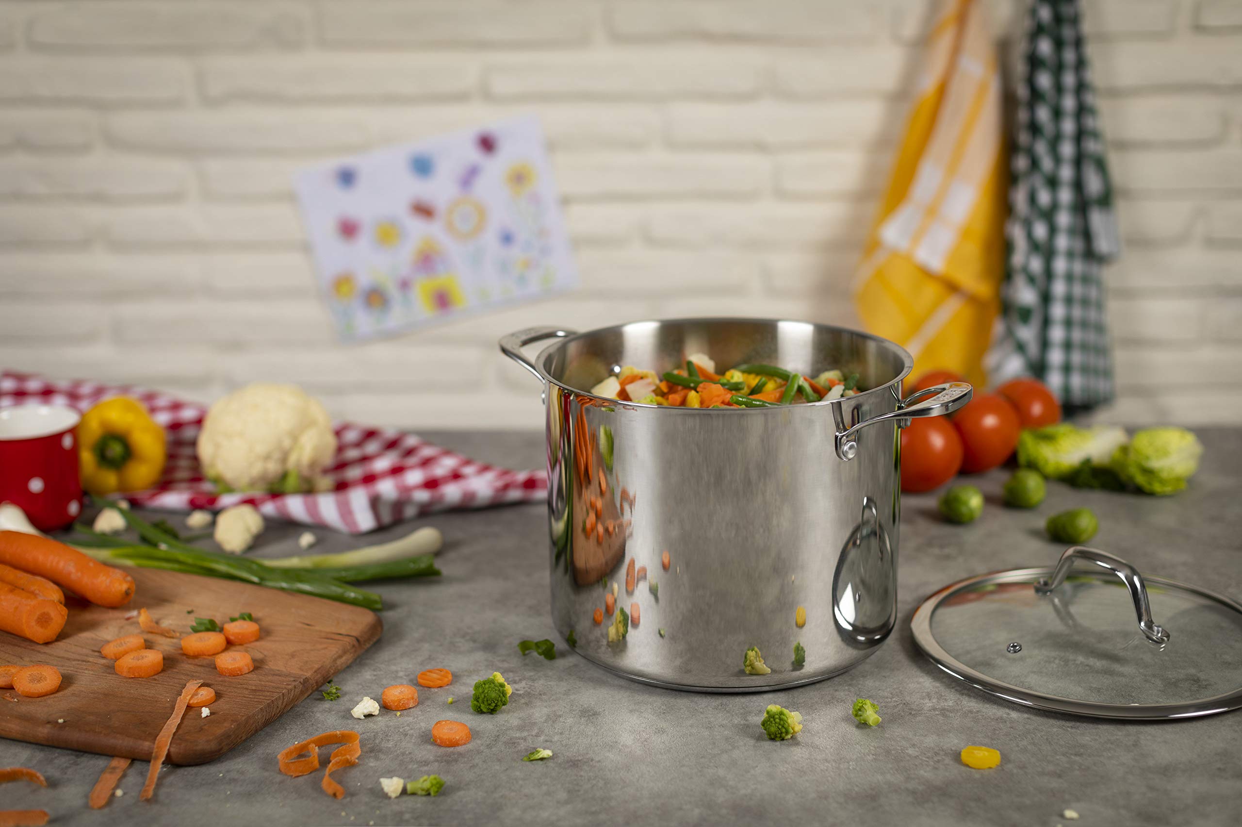 KUHN RIKON Allround, Cacerola para para horno e inducción con tapa de cristal, 24 cm/8,5 litros ,Acero inoxidable