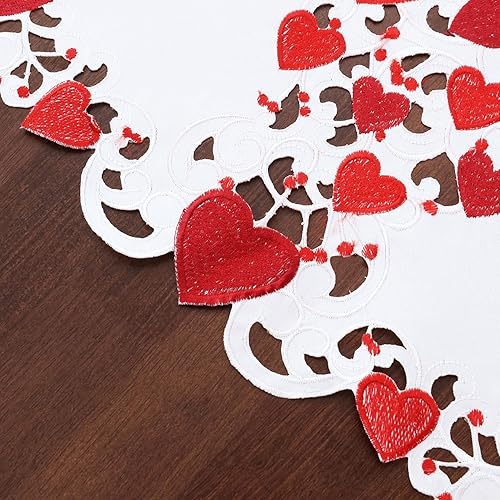 Miniatura 3 de Grelucgo Mantel bordado para el 14 de febrero del día de San Valentín (redondo de 70 pulgadas)