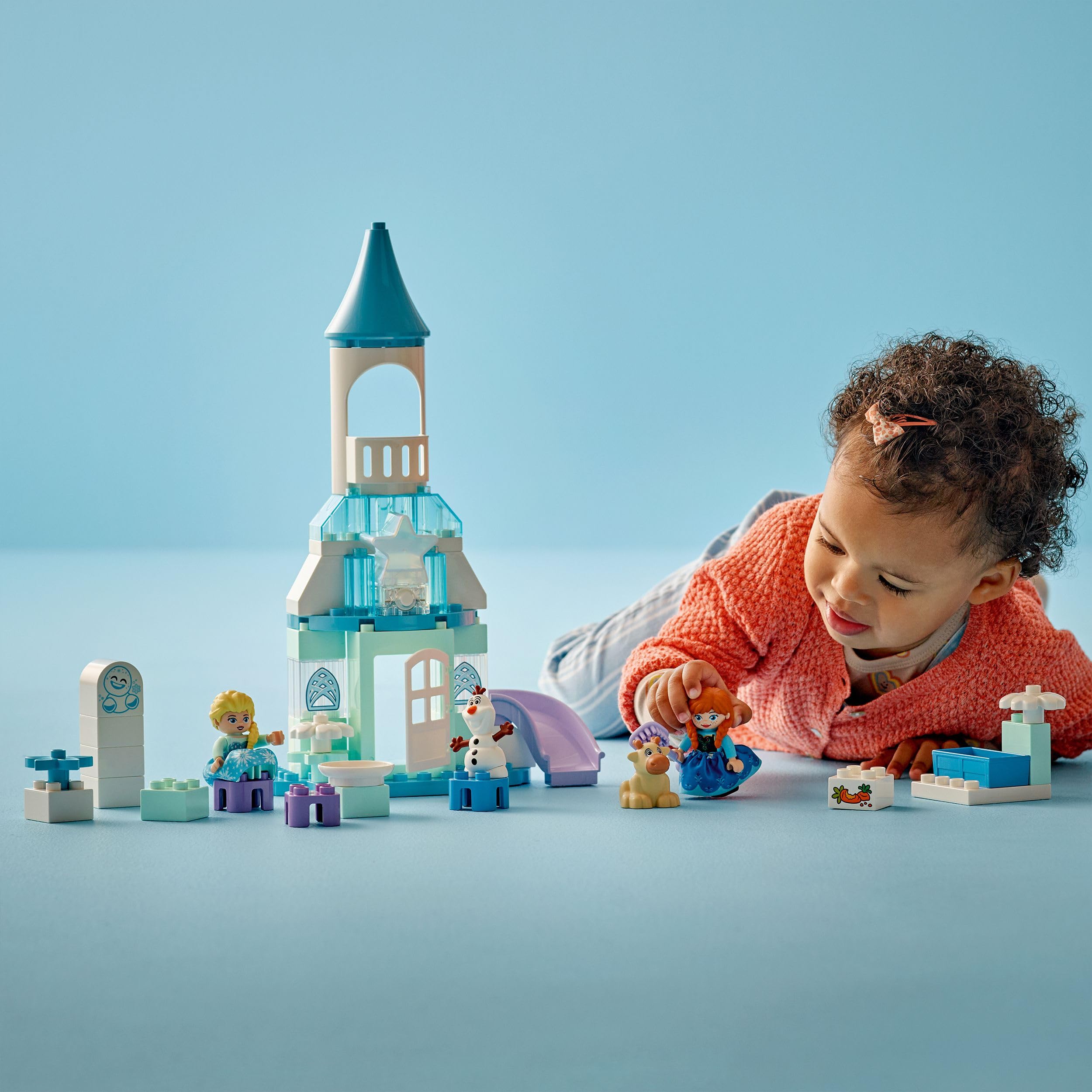 LEGO DUPLO │ Disney La Festa al Castello di Anna ed Elsa Frozen - Gioco Didattico da Costruire con 5 Personaggi tra cui Olaf e Baby Sven - Idea Regalo per Bambine e Bambini da 2 Anni in su - 10455