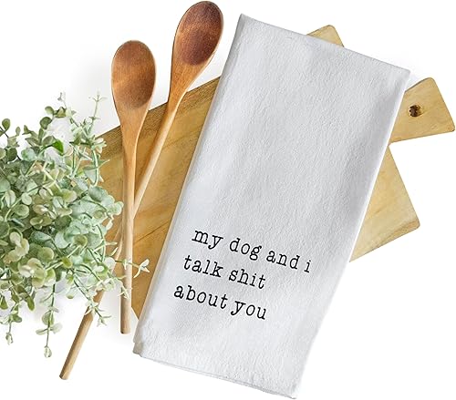 Miniatura 7 de My Dog And I Talk Shit About You Toalla de 18 x 24 pulgadas, Me and My Dog Talk Sh t About You Divertida toalla de cocina con texto en inglés "Me