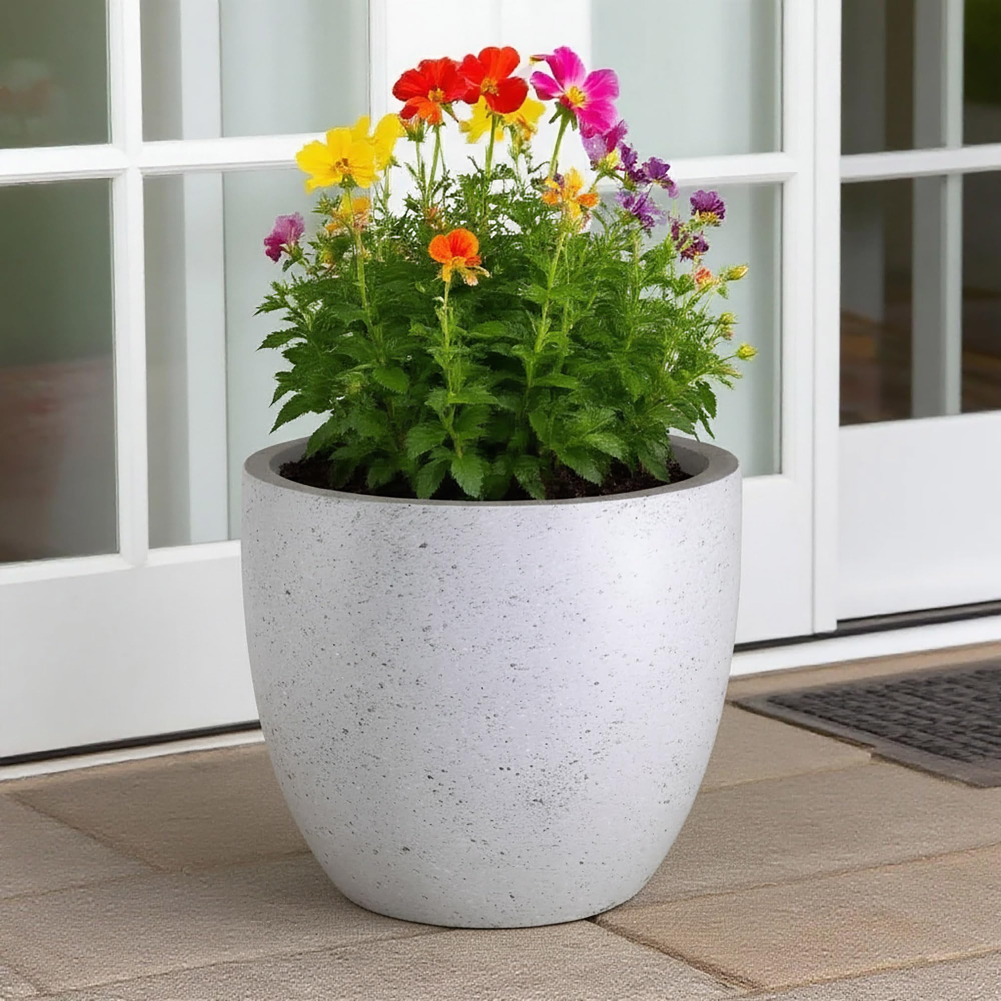 Idealist™ 30Cm Plant PotSpeckled Grey Reinforced Stone Round Garden PlanterOutdoor Plant Pot D30 H27 Cm19L from B&Q