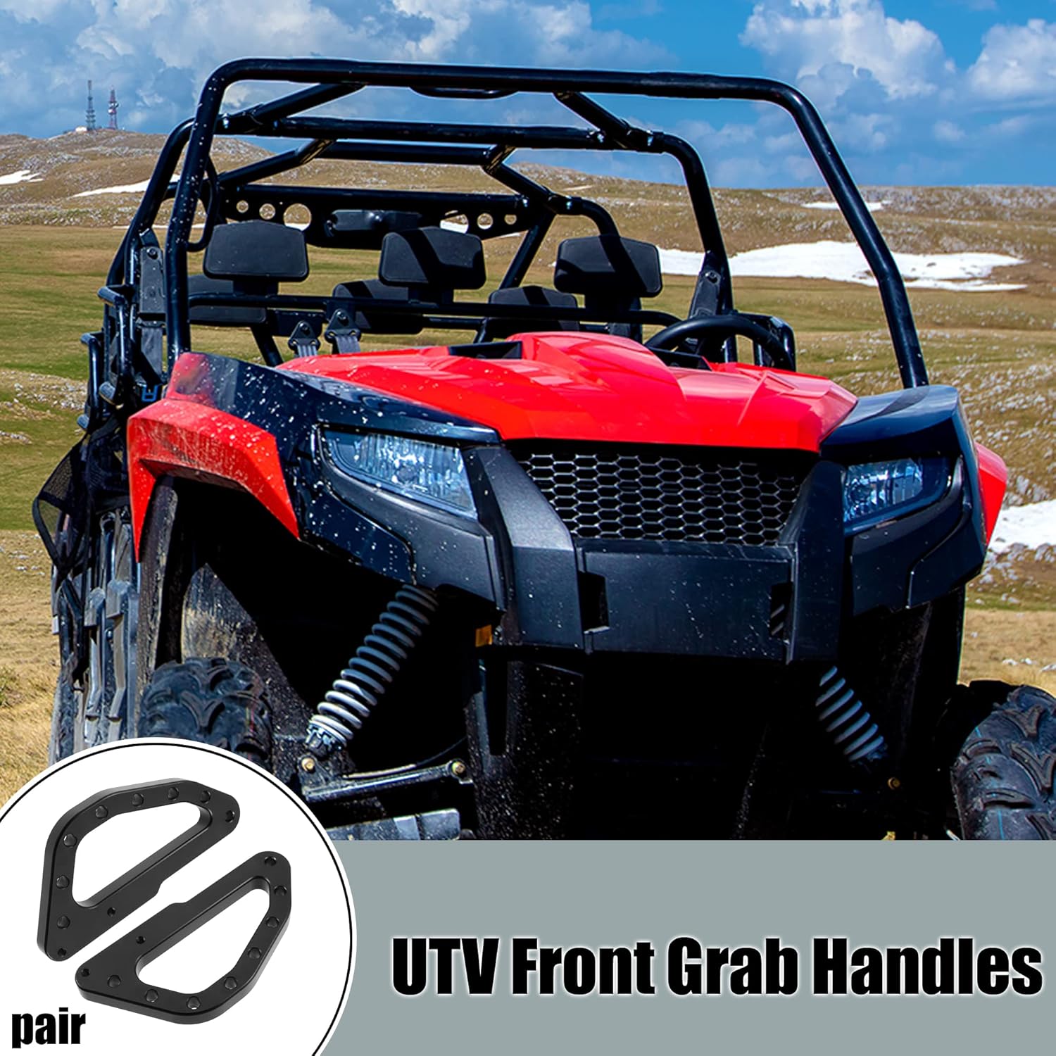 X AUTOHAUX 1 Set Front Grab Handles Aluminum Alloy UTV Grab Handle Kit for Can Am X3 & X3 Max Black