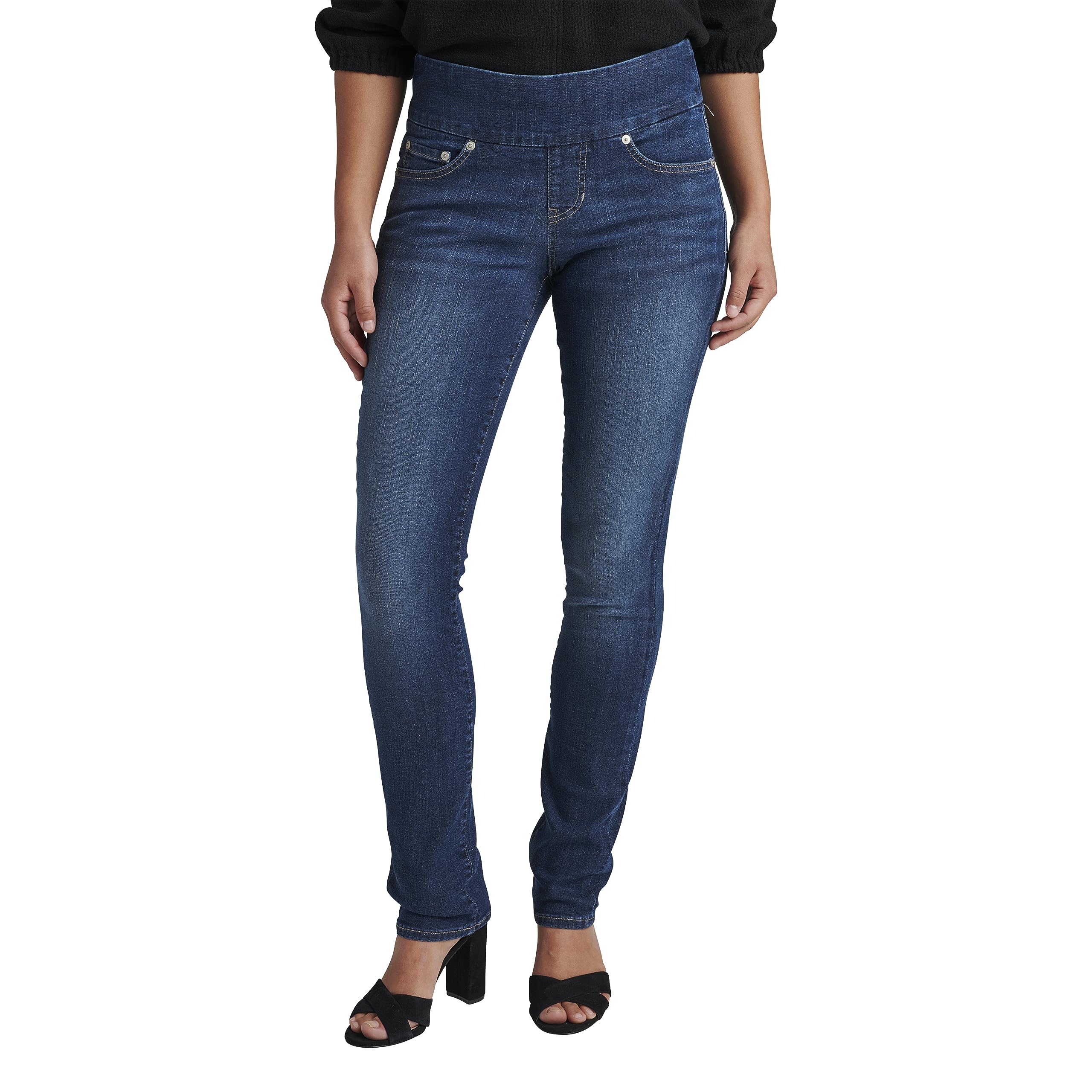 Jag Jeans Womens Peri Pull on Straight Leg Jeans, Anchor Blue Au315, 12