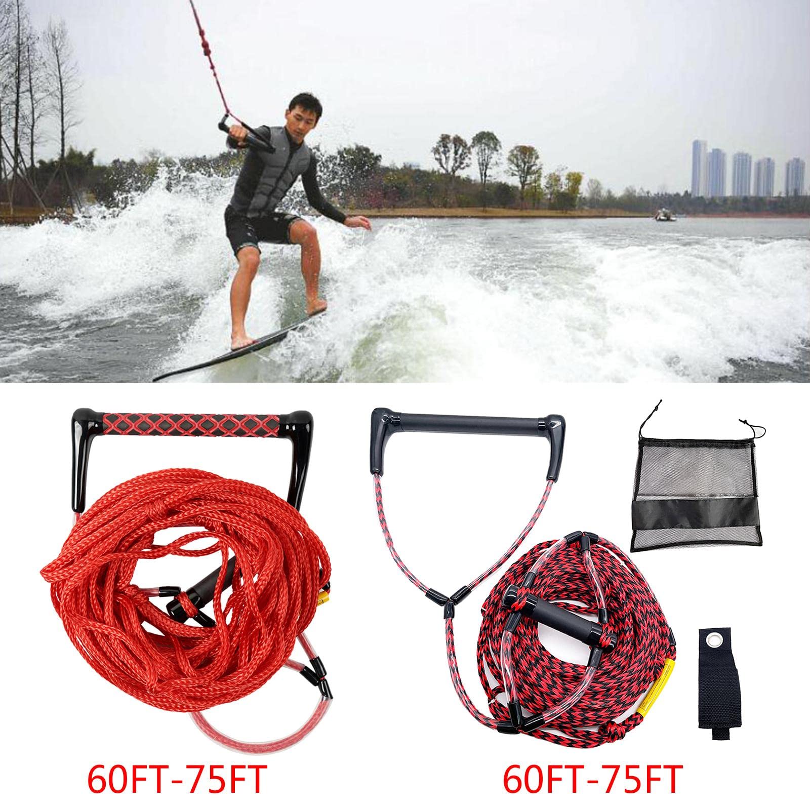 Cuerda de esquí acuático Cuerda de esquí acuático Tabla de rodilla Cuerda de surf flotante Remolque Equipo de deportes acuáticos Lancha rápida Cuerda de remolque de barco con agarre Cuerda de Wakesurf