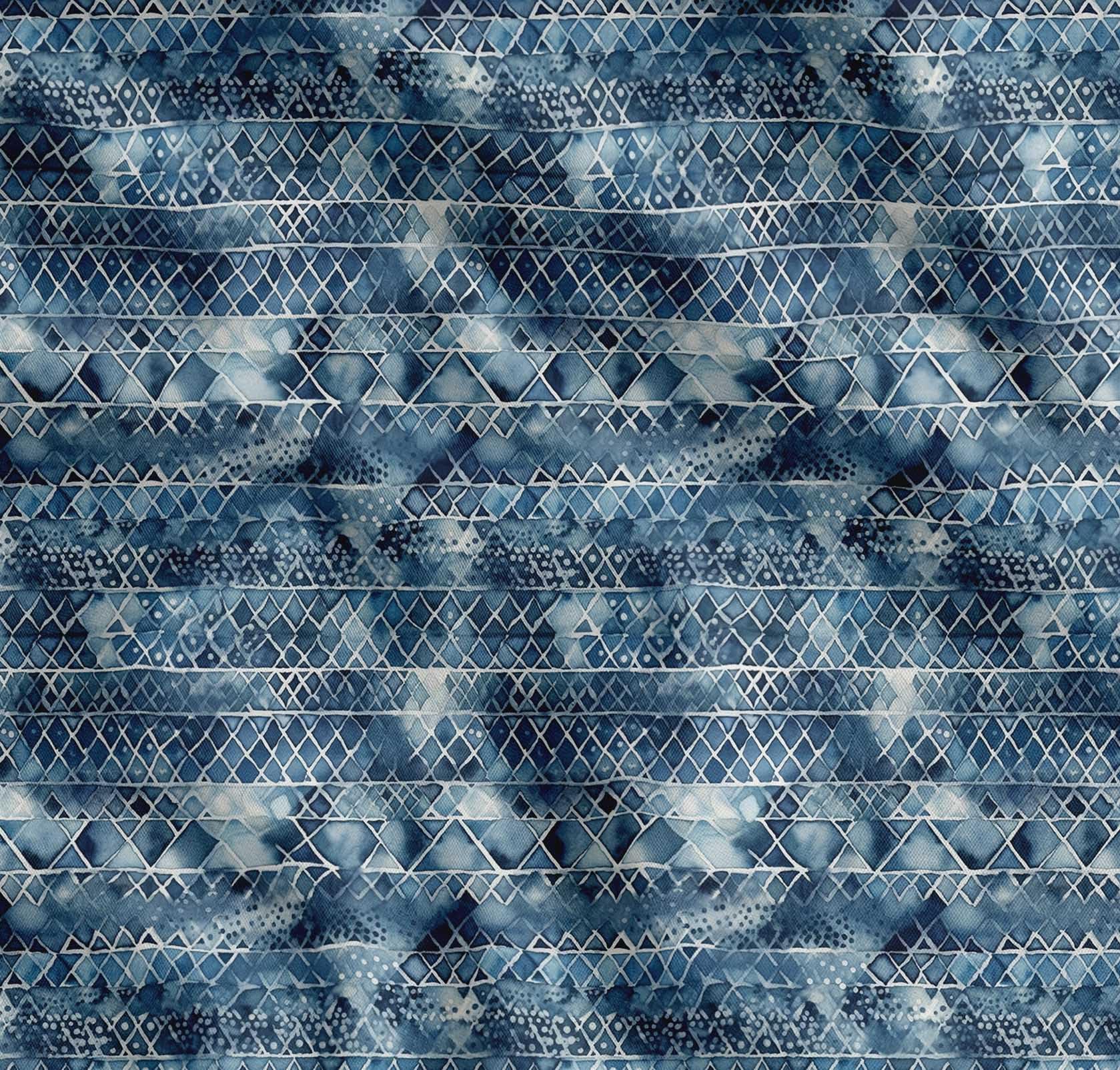 Soimoi Cotton Cambric Fabric - Geometric Print- Blue - 56 Inch Wide, Fine Weave Fabric for Sewing Kurtas, Summer Dresses, Crafts, Quilting, Baby Apparel & DIY Projects