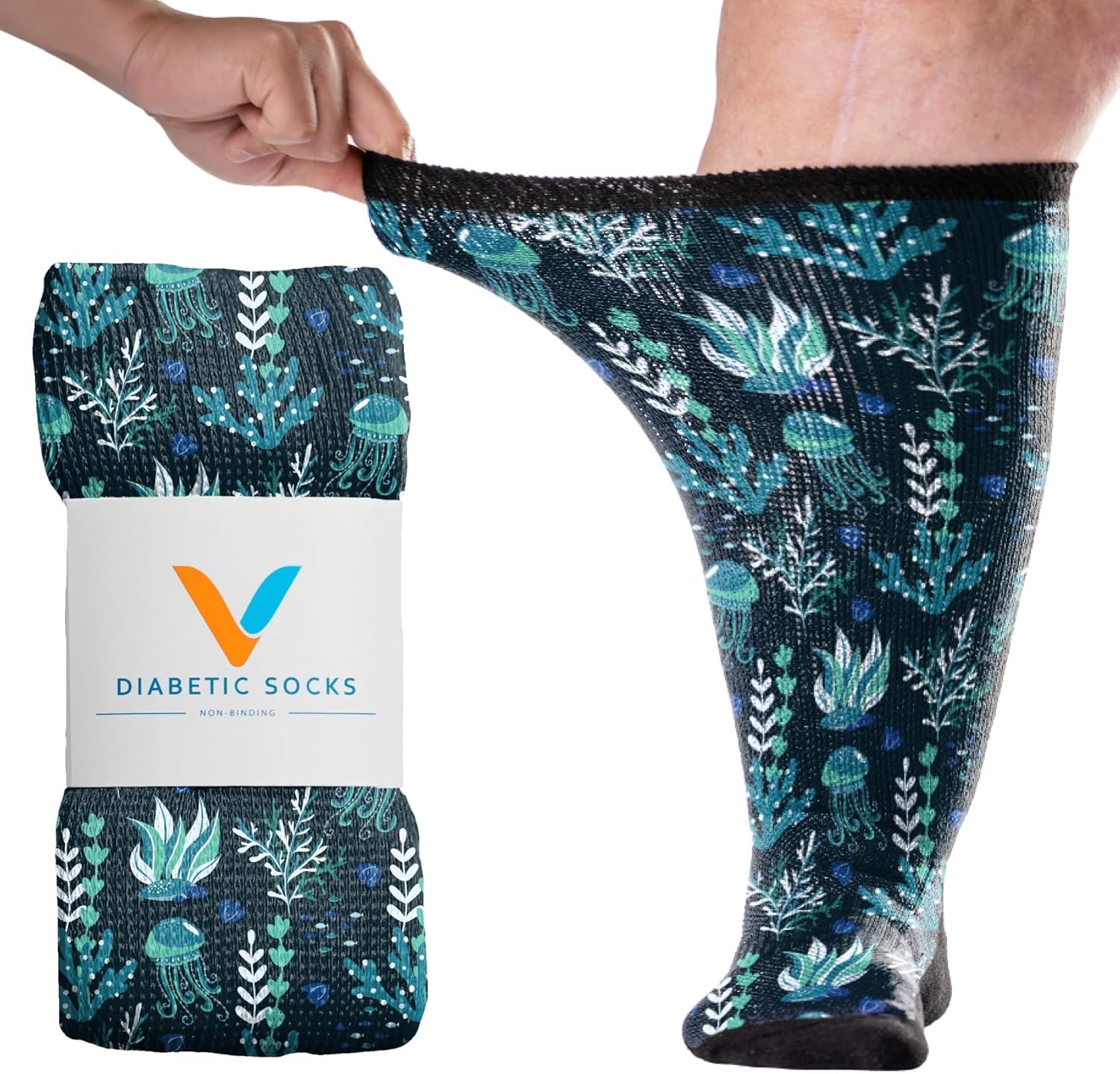 Viasox Diabetic Socks for Men & Women, Non Binding Top, Seamless Toe, Loose Fit