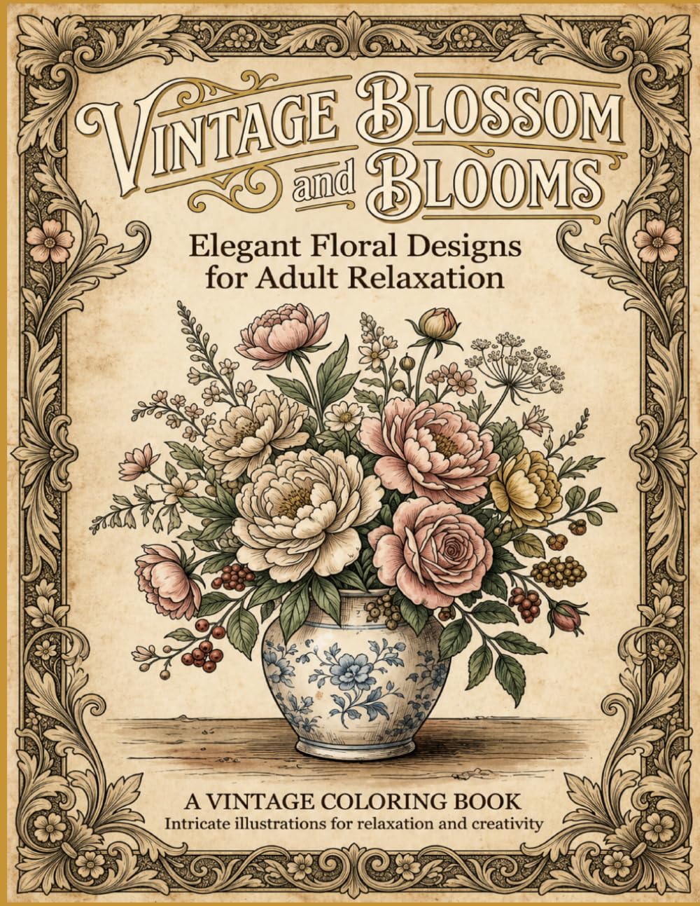 Vintage Blossom and Blooms Coloring Book: Elegant Victorian Floral Illustrations and Springtime Blossoms for Adult Relaxation and Stress Relief