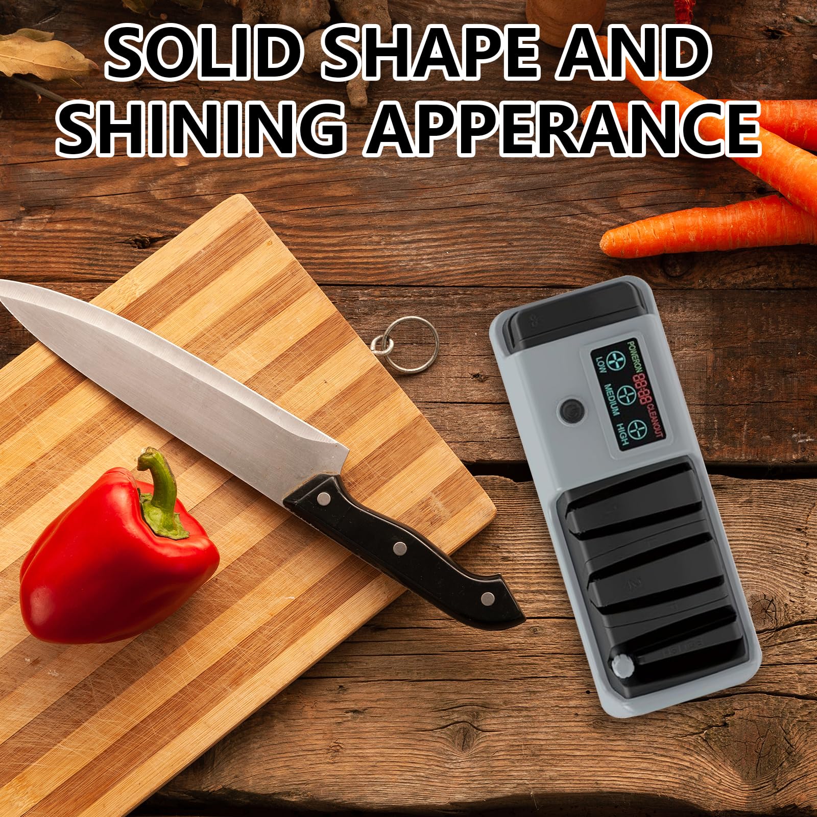 Affilacoltelli Elettrico, Affilacoltelli Multifunzione a 3 Velocità Diamantati con Display Guide Precise per Coltelli da Cucina, Forbici e Cacciaviti