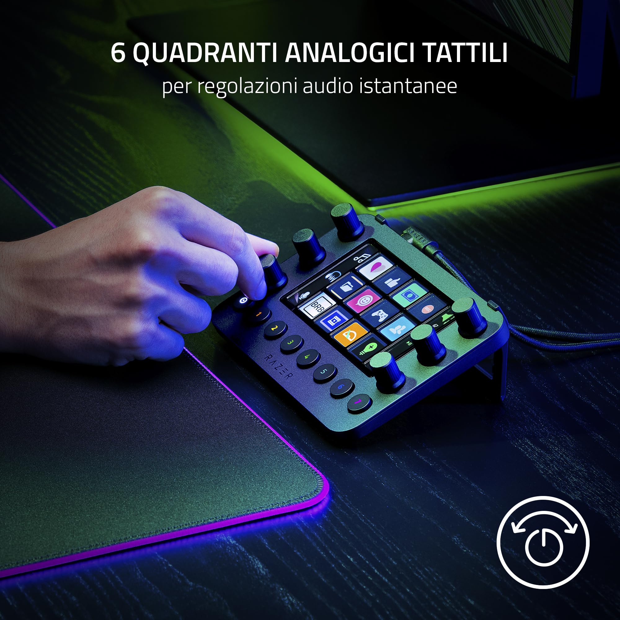 Razer Stream Controller - Tastiera All-in-One per lo Streaming e la Creazione di Contenuti (12 Tasti Aptici Commutabili, 6 Quadranti Analogici Tattili, 8 Pulsanti Programmabili) Nero