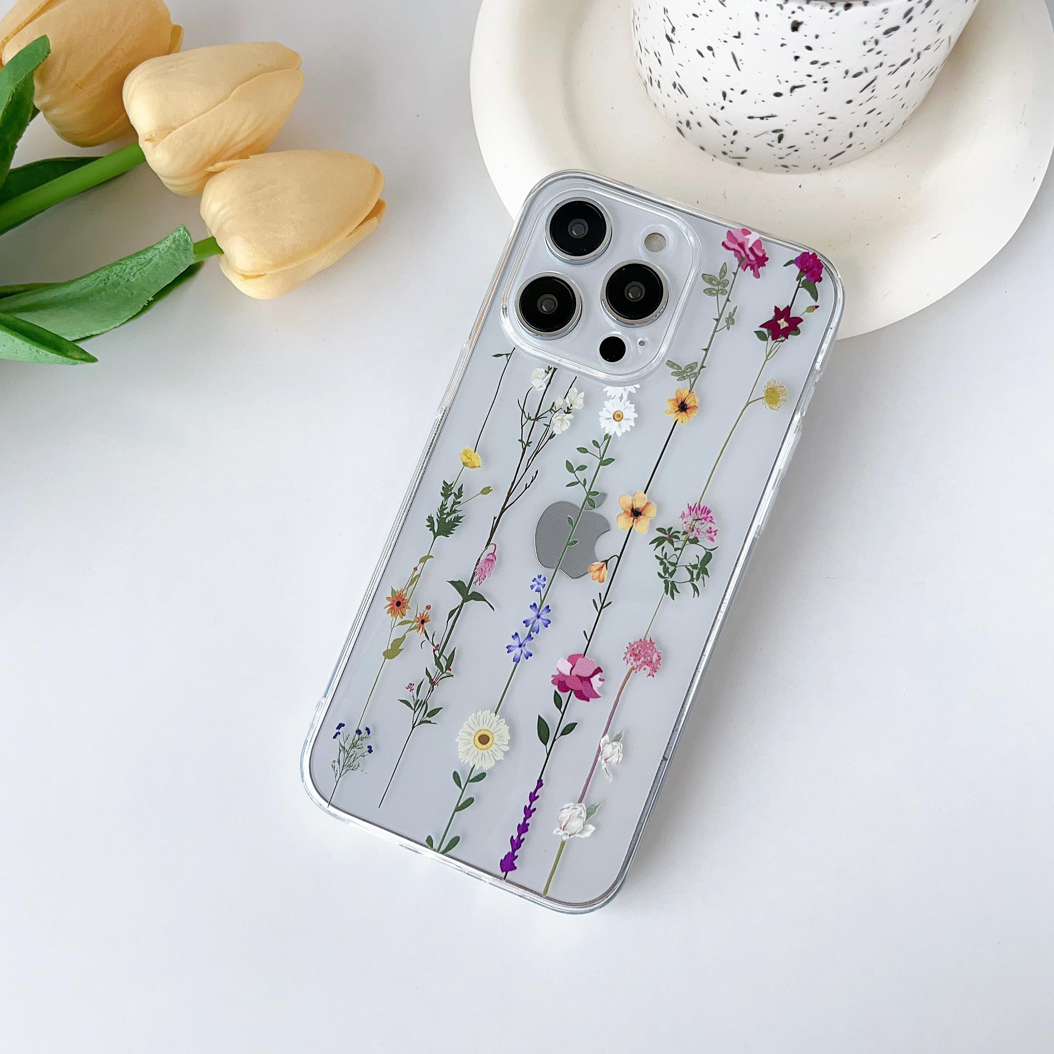 ZTOFERA ZTOFERA Custodia a Fiore Compatibile con iPhone 15 per Ragazze e Donne, Custodia Protettiva in Silicone Morbido e Flessibile con Cover Antiurto con Motivo Floreale Rampicante, Rosa
