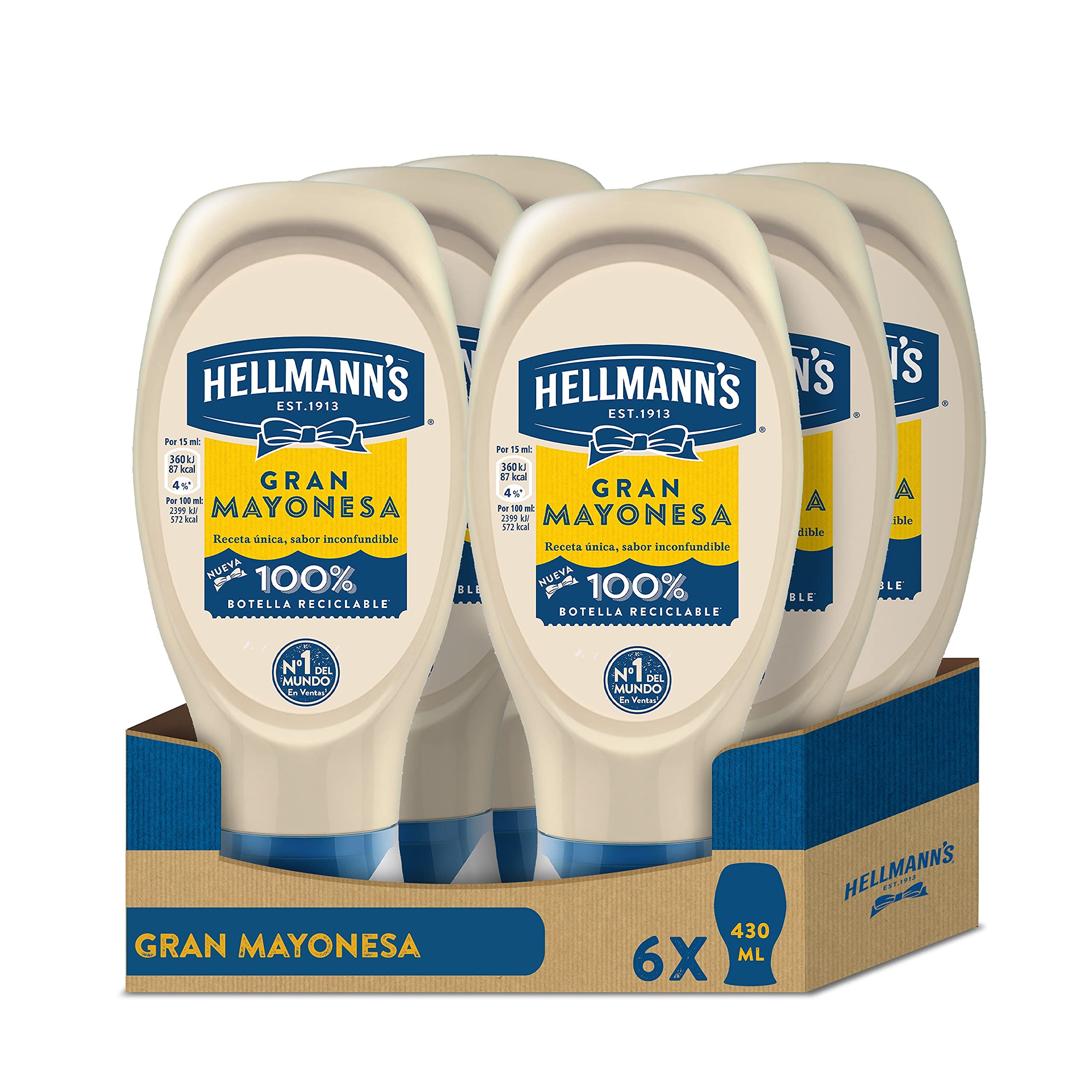 Hellmann's - Mayonesa en Bote Dispensador Gran con Huevos 100% de Corral, 250 ml (Pack de 1) — view 2