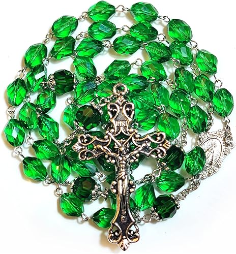 Rosario Cuentas Chaplet Gran Rombo Cristal Artificial Rosery Cruz Regalos Católicos