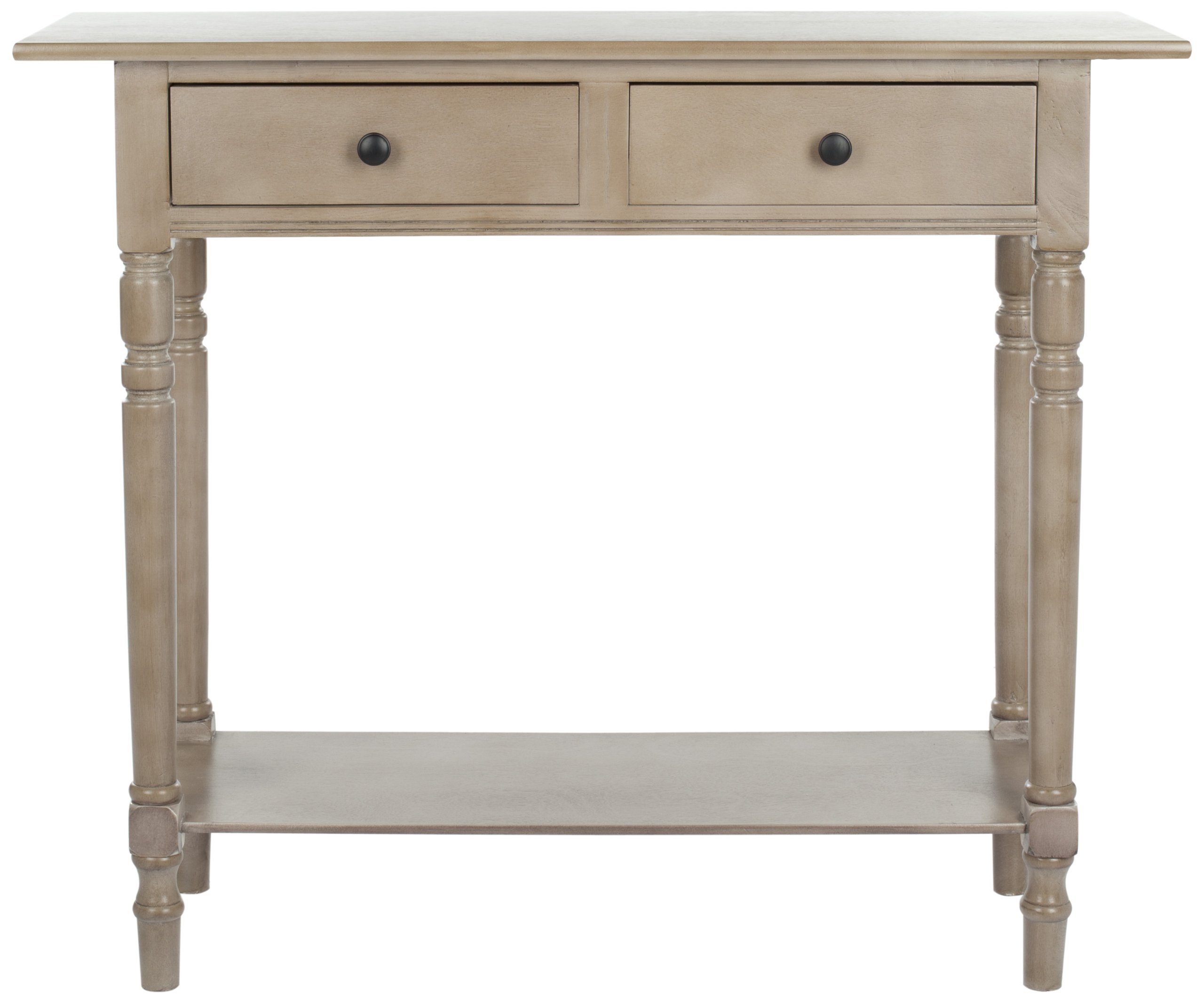 SAFAVIEH Home Collection – Rosemary Vintage Grey Console Table with Drawers & Shelf, Classic Contemporary Storage Console, Turned Leg Design (AMH5705A)