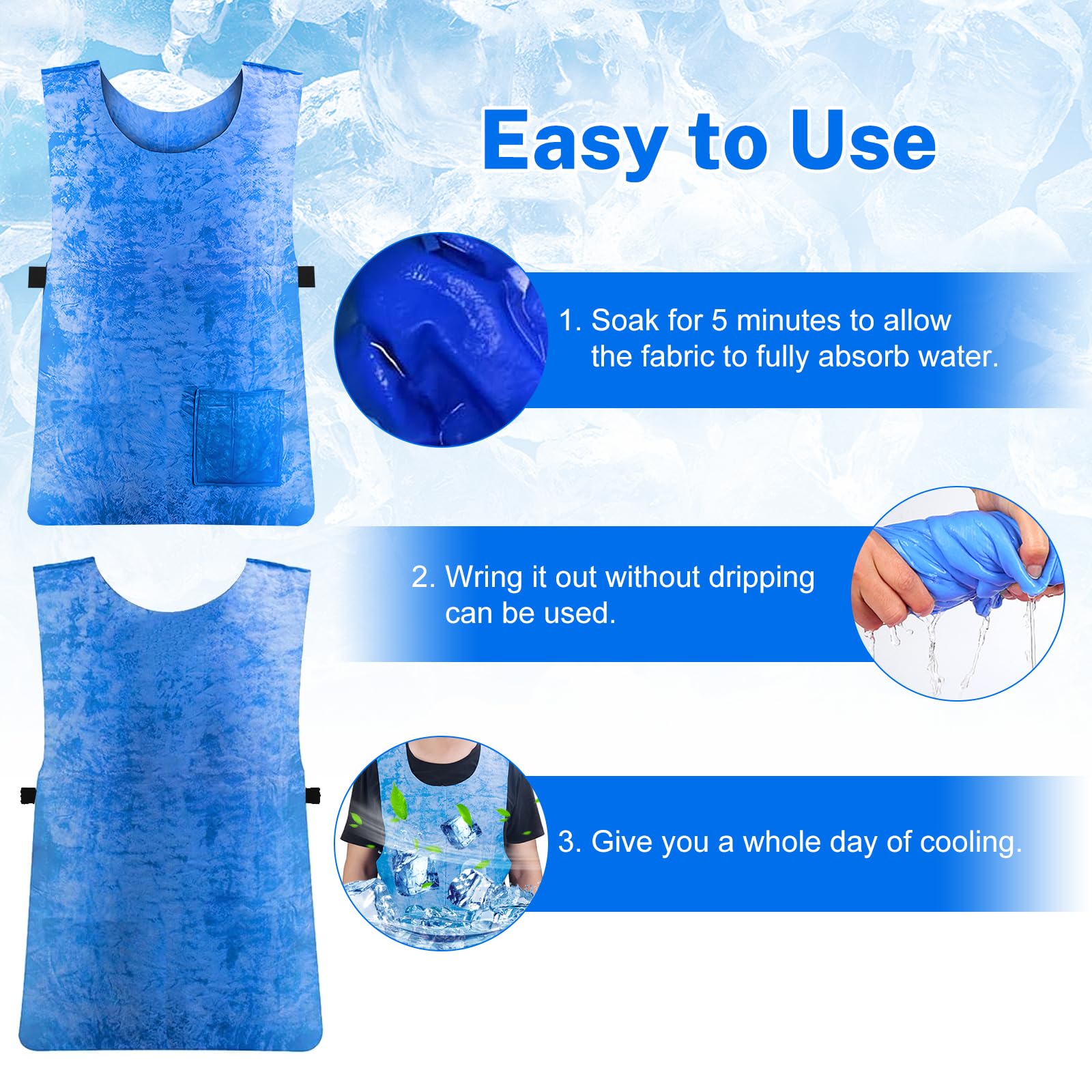 Gilet Réfrigérant pour Hommes | Gilet de Sécurité de Refroidissement Respirant | Gilet Réfrigérant de Sport | Gilet Réfrigérant Réglable en PVA | Gilets de Travail D'extérieur pour Hommes et Femmes