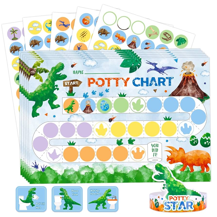 Amazon.com: WERNNSAI Dinosaur Toilet Training Reward Chart - 270 Stickers, Ideal for Boys & Girls : Baby for Free Printable Dinosaur Sticker Chart