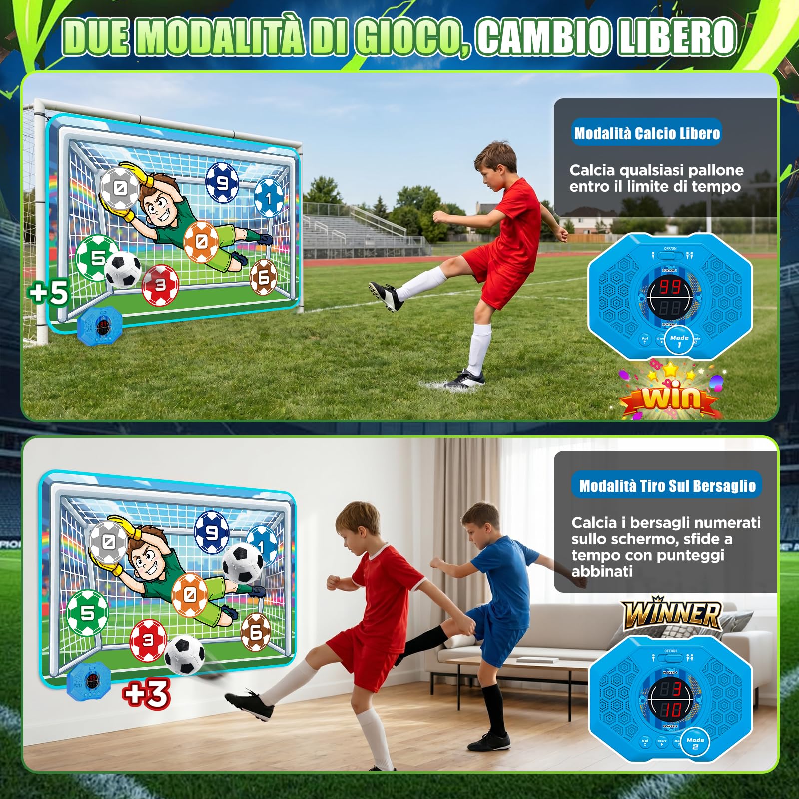 MOMUSE Tappeto Gioco da Calcio, Giocattolo Calcio Punteggio Elettronico