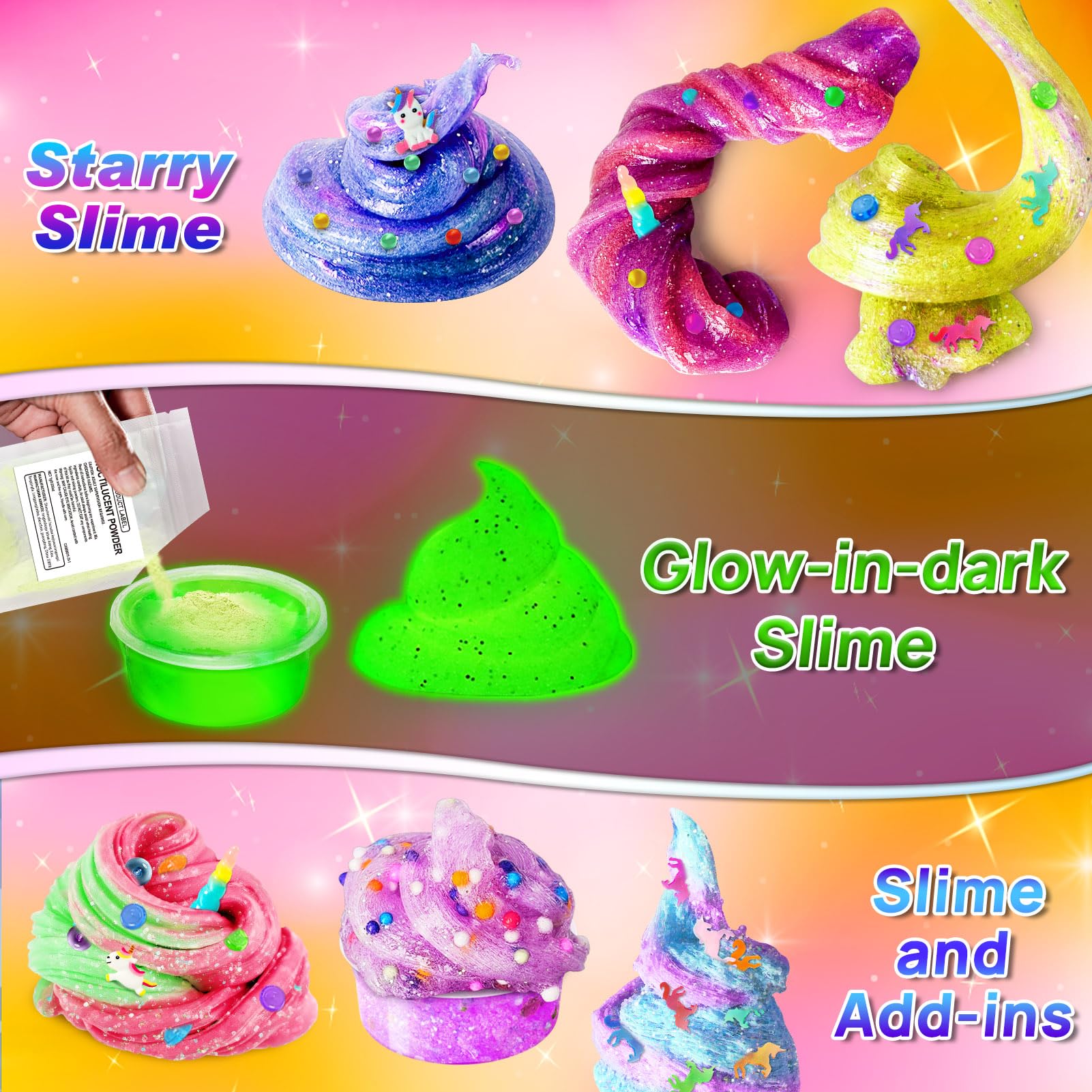 Kit Slime Fai da Te per Bambine, Kit Slime Galaxy per Bambine 3-12 anni, Glimmer Crunchy, Slime Burro, Schiuma, Nuvola con Aggiunte, Palline di Schiuma, Charm, Regali per Feste per Bambini