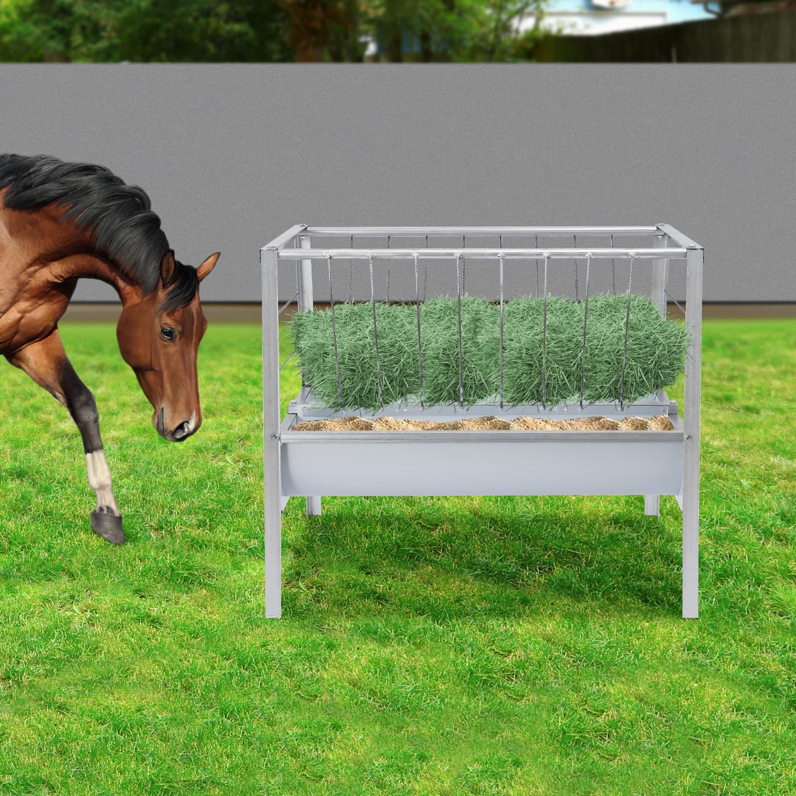 Bebedero 2 en 1, 200 L, comedero para ganado, comedero para heno y dos comederos, comedero automático para cabras, comedero para cabras, ovejas y caballos