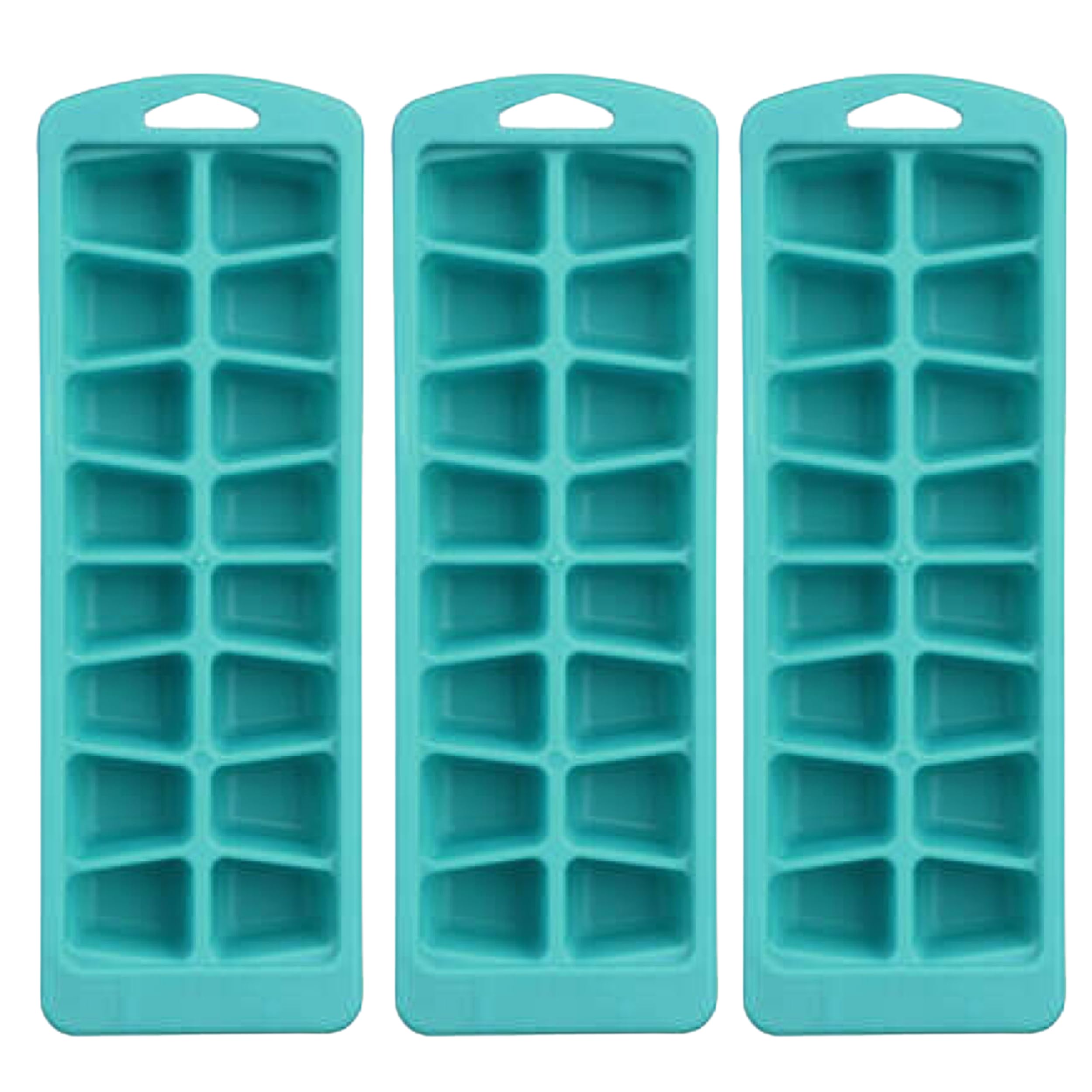 PARENCE. - Set of 3 Polypropylene ice Trays - 16 compartments per Tray (48 in Total) / Stackable, 3 Pieces, 25 x 8.5 x 2.5 cm - Random Colours