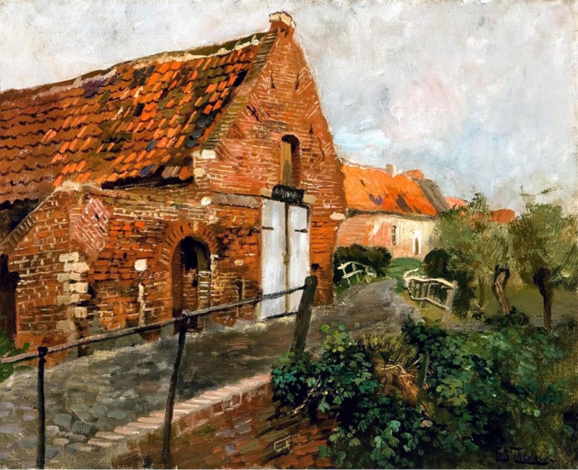 ARTXLXXBN Famous Art Print Poster Vintage Wall Art Masonry House with White Gate by Frits Thaulow Canvas Art Poster for Home Decor 60x90cm