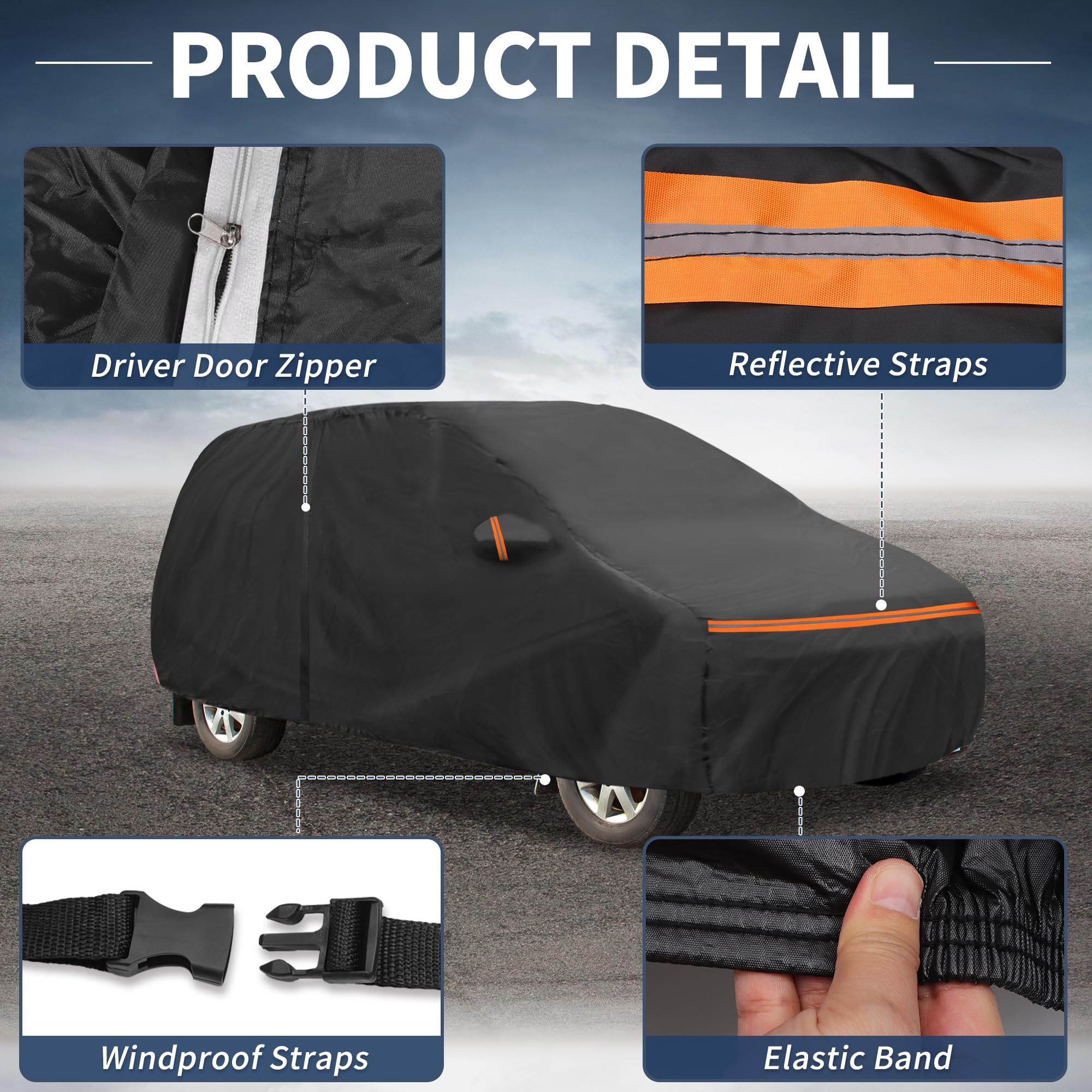 A ABSOPRO Funda De Coche para Mercedes-Benz Vito 2003-2014 Algodón Spunlace Exterior Funda De Coche Completa para Todas Las Condiciones Climáticas A Prueba De Agua A Prueba De Viento Negro