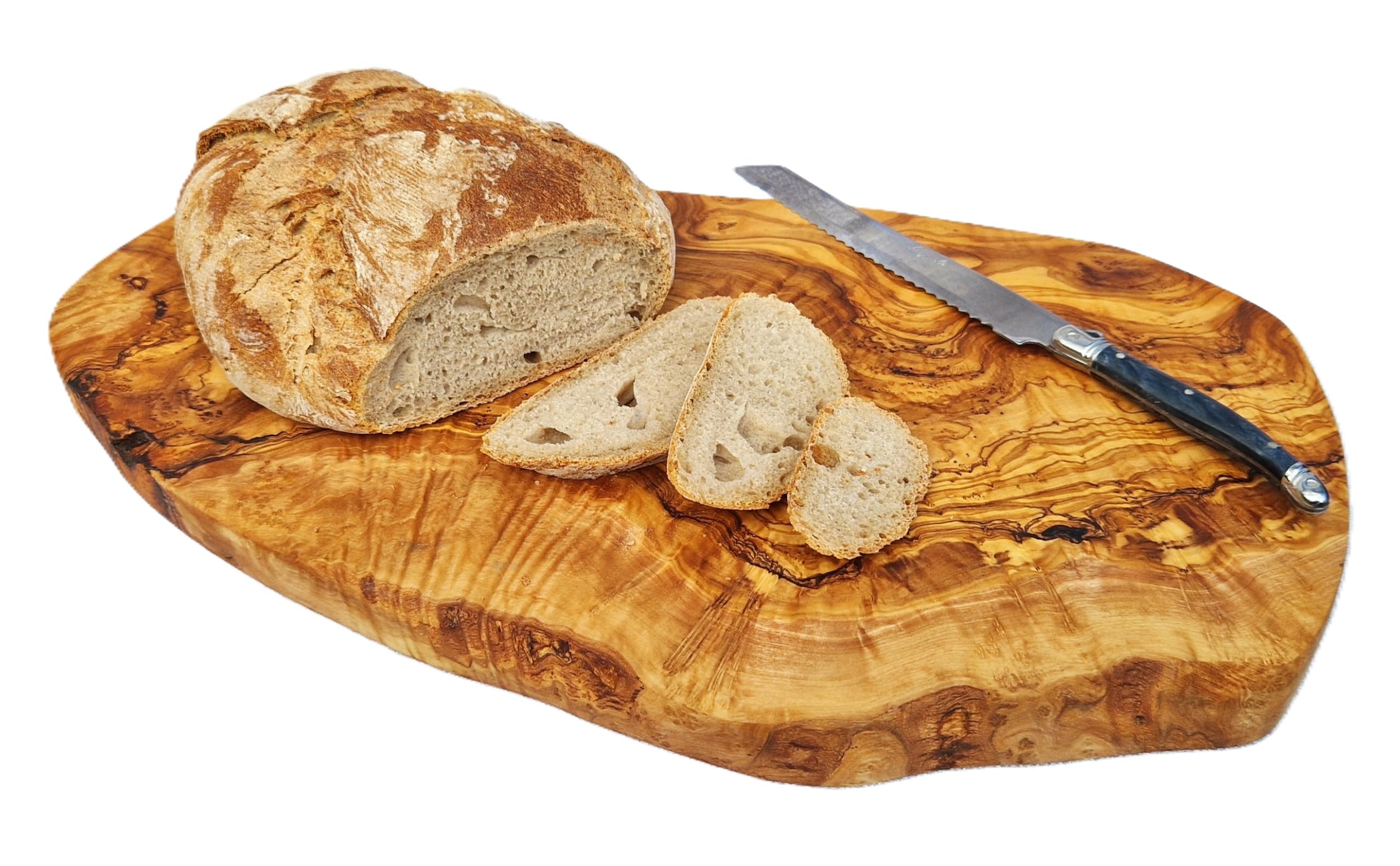 Tabla grande de madera de olivo para cortar, servir y antipasti, 50 x 22 cm