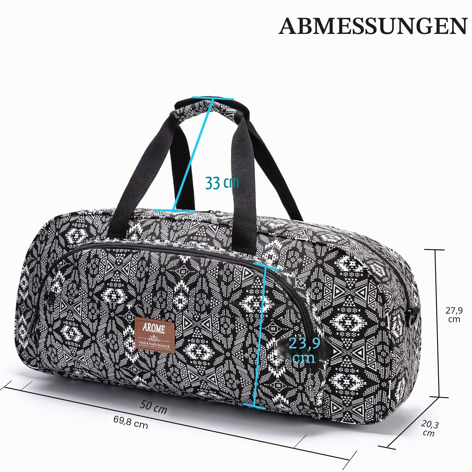 AROME Yogamatten-Tasche für Damen und Herren, große Canvas-Yogatasche für 0,6 cm, 1,3 cm, 6,3 cm, 1,27 cm, extra Dicke Trainings-Yogamatte, Sporttasche, Tragetasche mit Nasstasche, Schultergurt und