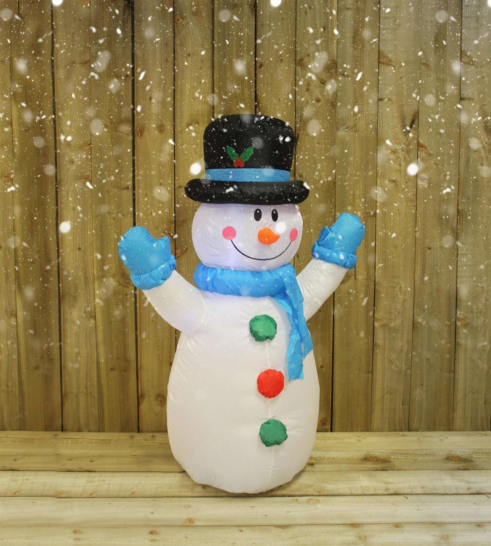 iTrend 4FT Inflatable Snowman - Christmas Outdoor Decorations - Xmas Blow up Decorations with Build-in Led Lights - For Garden, Lawn, Home, Holiday, Indoor, Outdoor