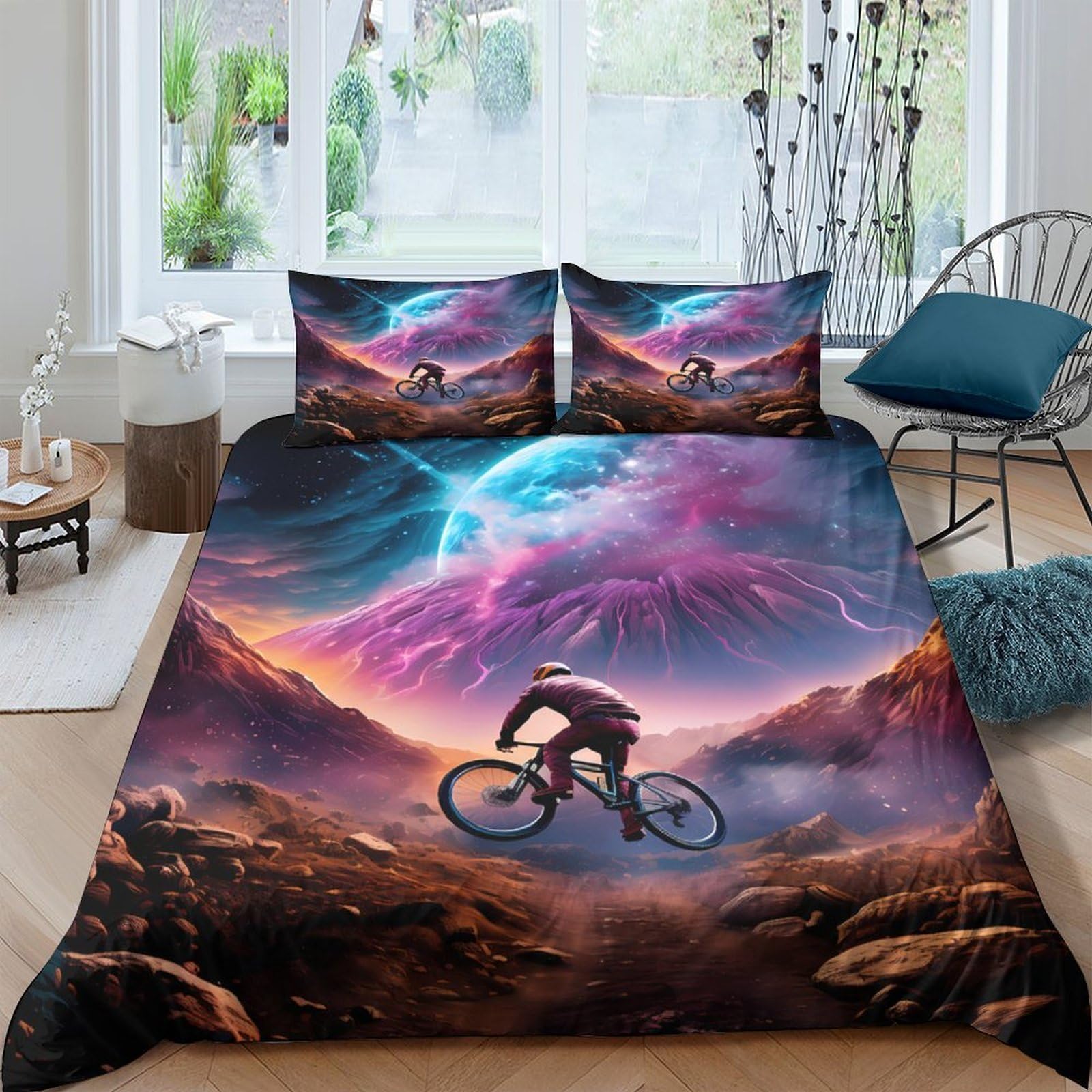 Ctjqhvkz Style-5 3D Printed Galaxy Starry Sky Fitted Sheet Microfiber Soft Cosmic Nebula Bed Cover For Bedroom Dorm Decor Single（135X200cm）
