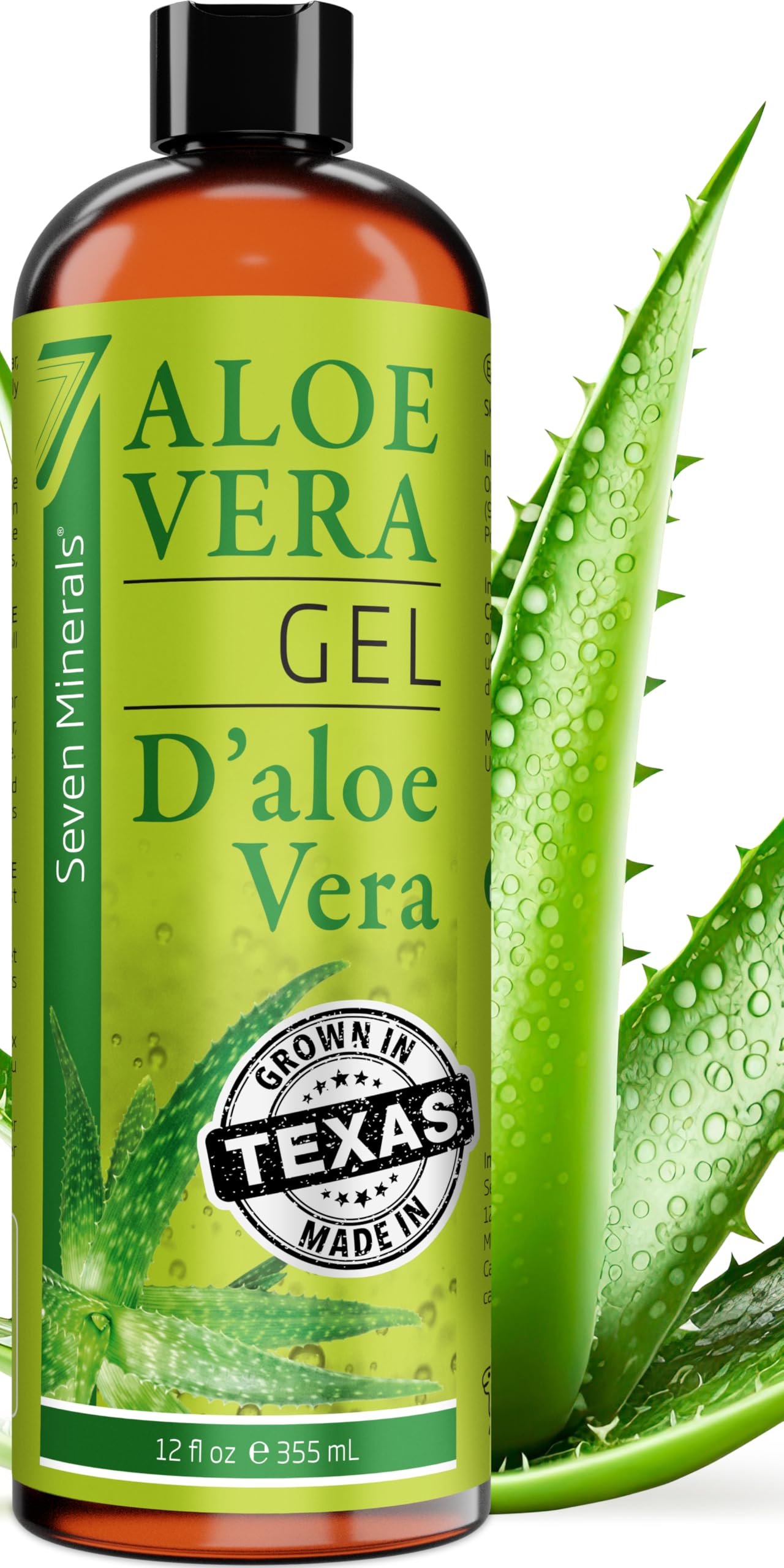 Seven Minerals Organic Aloe Vera Gel from freshly cut 100% Pure